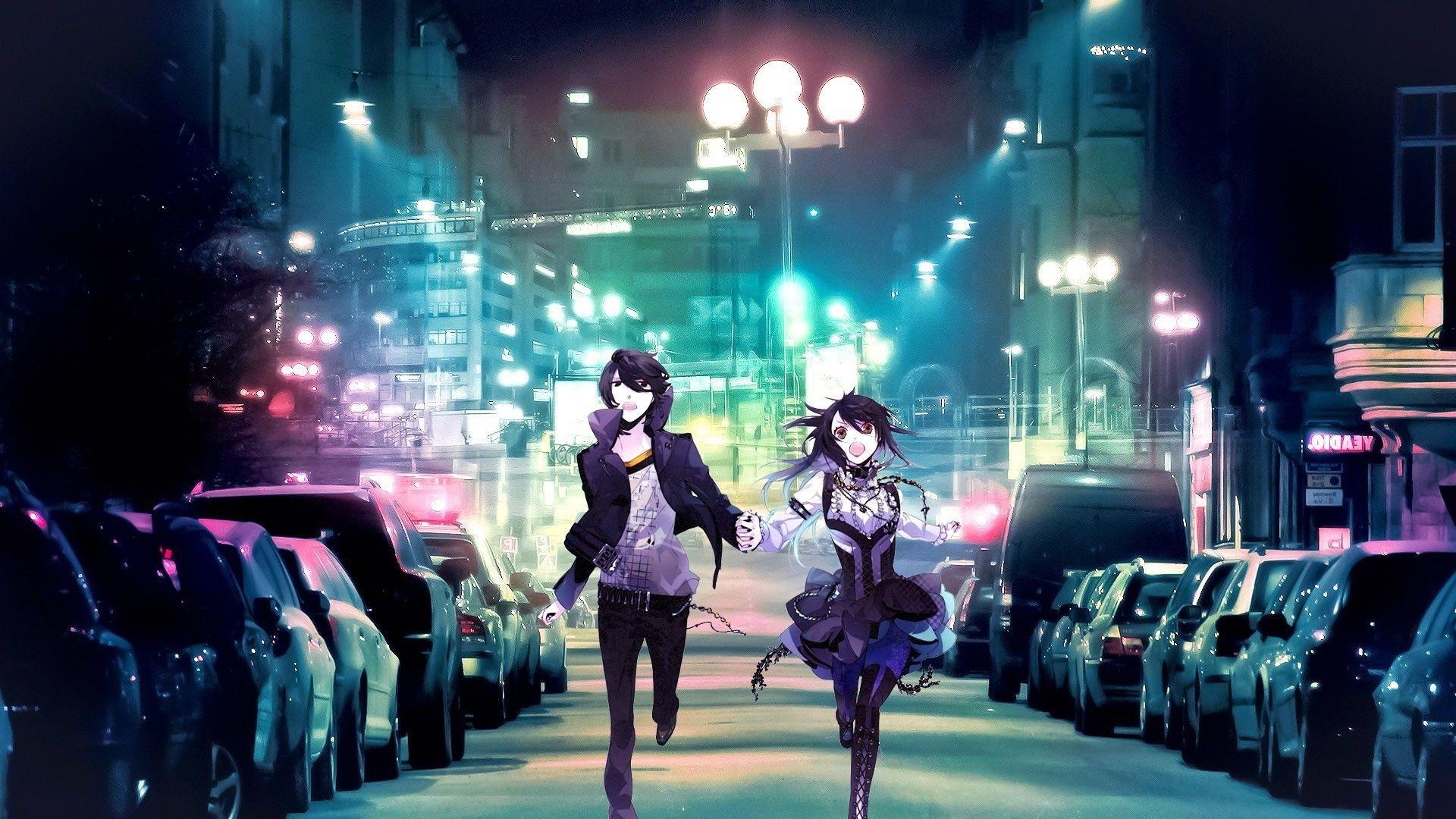 1920x1080 fantasy Art, Anime, City, Street, Lights, Colorful Wallpaper HD / Desktop and Mobile Background