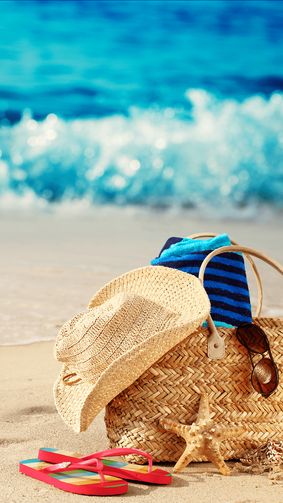 1080x1920 ↑↑TAP AND GET THE FREE APP! Art Creative Sky Bag Beach Travel Vacation Sun Holiday HD iPhone 6 Plus Wallpaper. Beach, Happy friday, Beach time