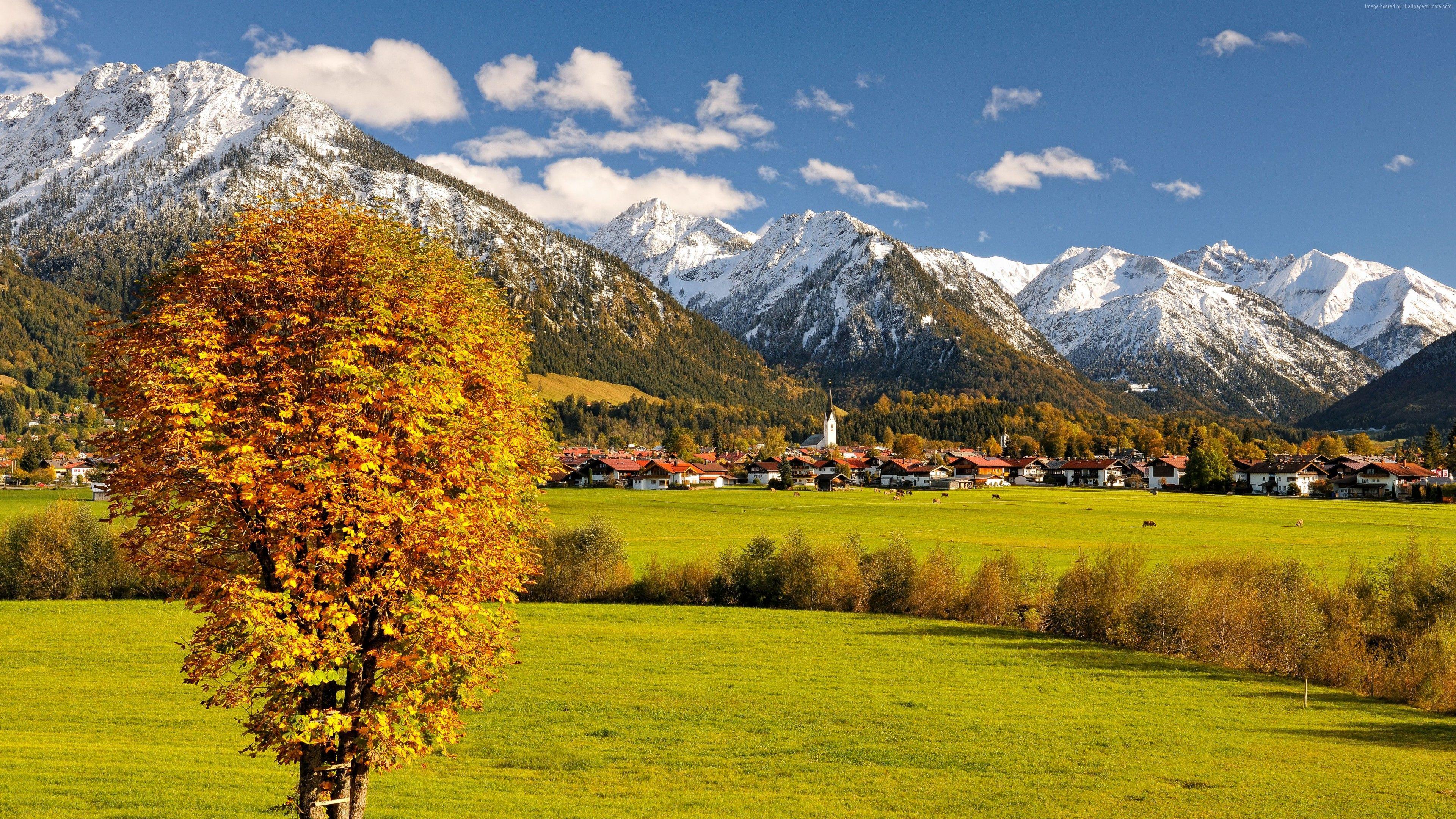 3840x2160 Wallpaper Allgaeu, Germany, Europe, mountains, autumn, tree, 5k, Travel Wallpaper Download Resolution 4K Wallpaper
