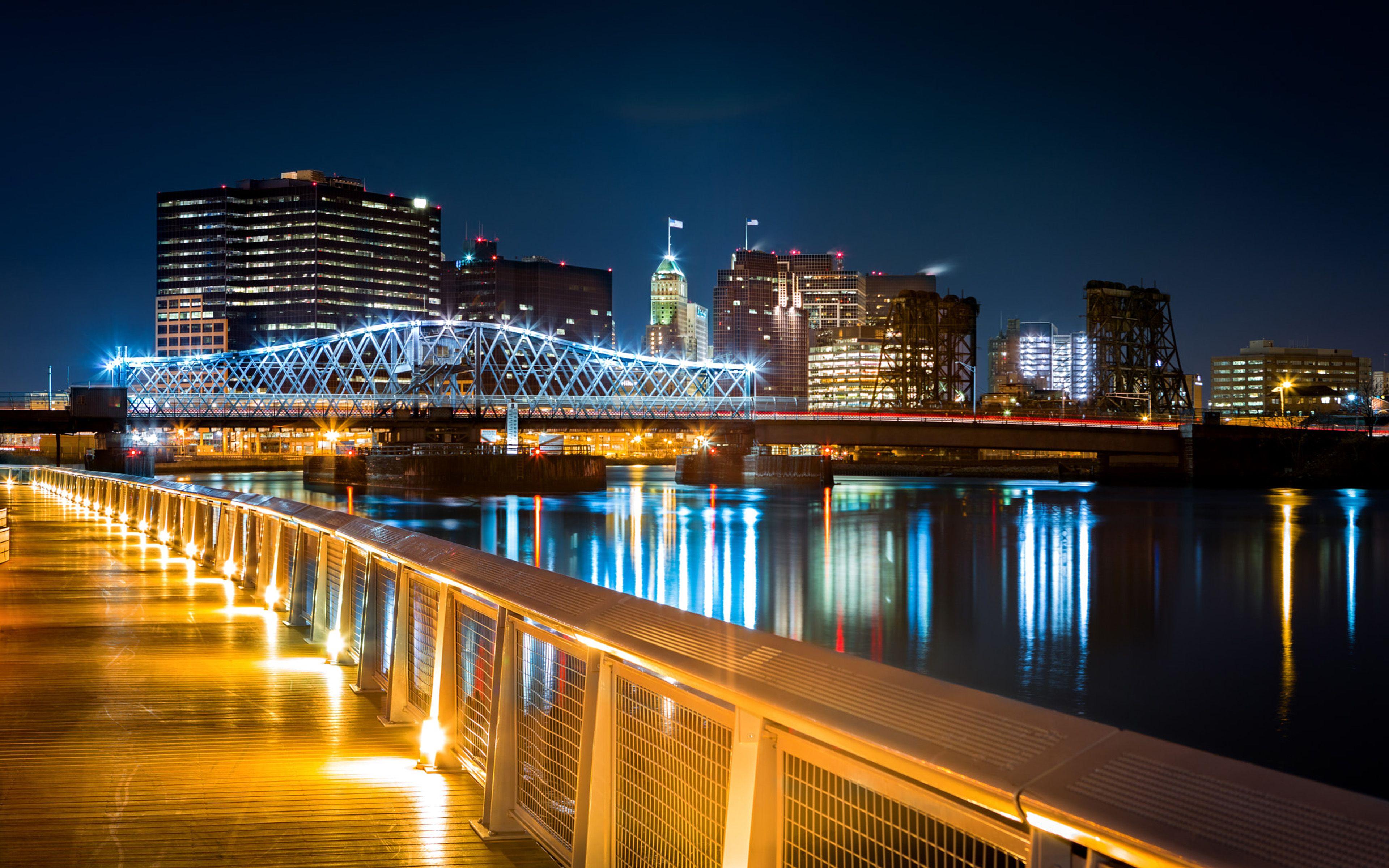 3840x2400 Newark City In New Jersey Jackson Street Bridge And Passaic River Newark United States HD Wallpaper For Desktop :