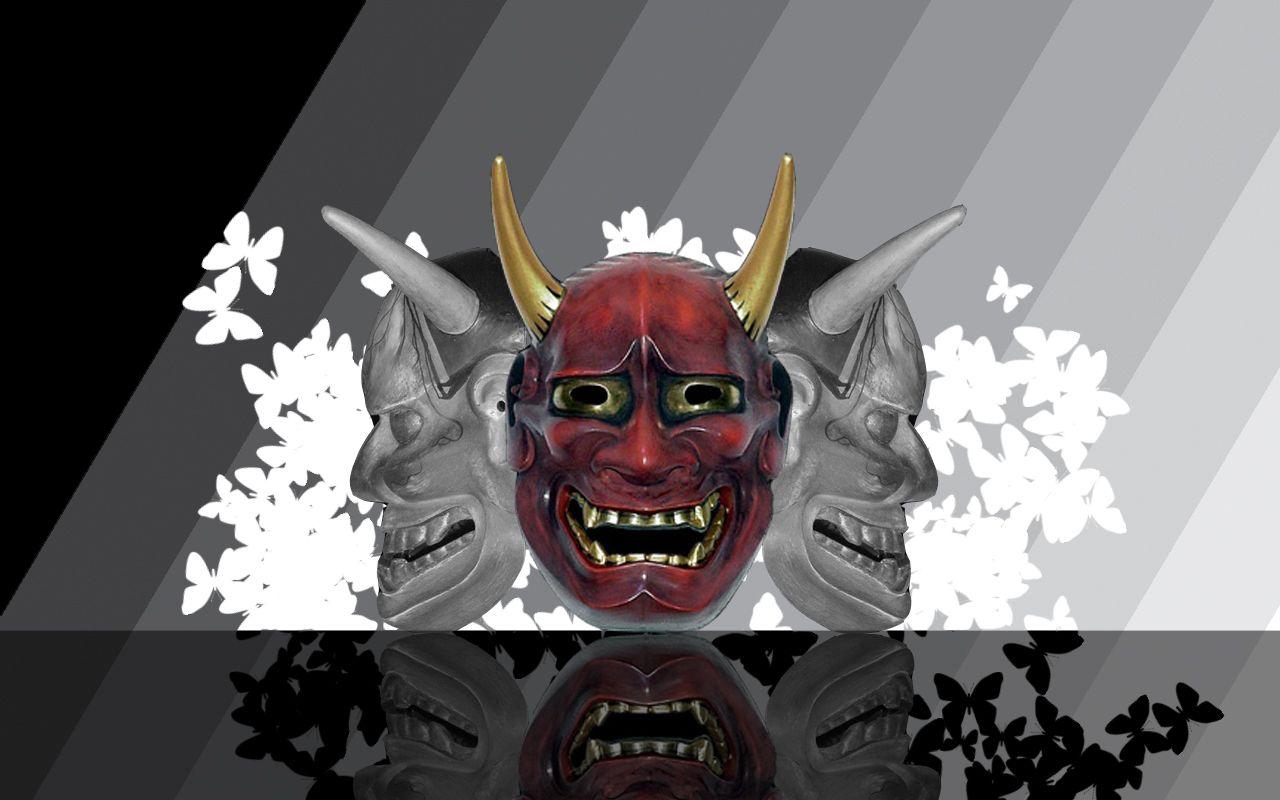 Premium Vector  Oni demon mask vector illustration