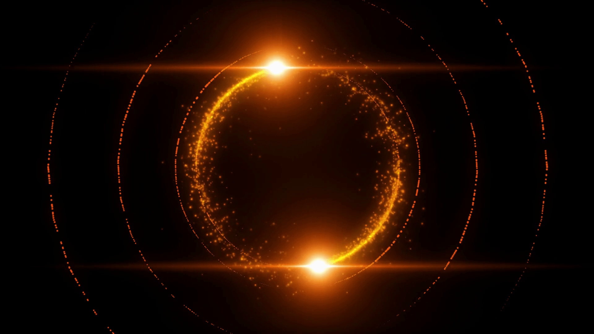 1920x1080 Lens Flares Spinning and Forming Particles Ring Orange Gold Motion Background