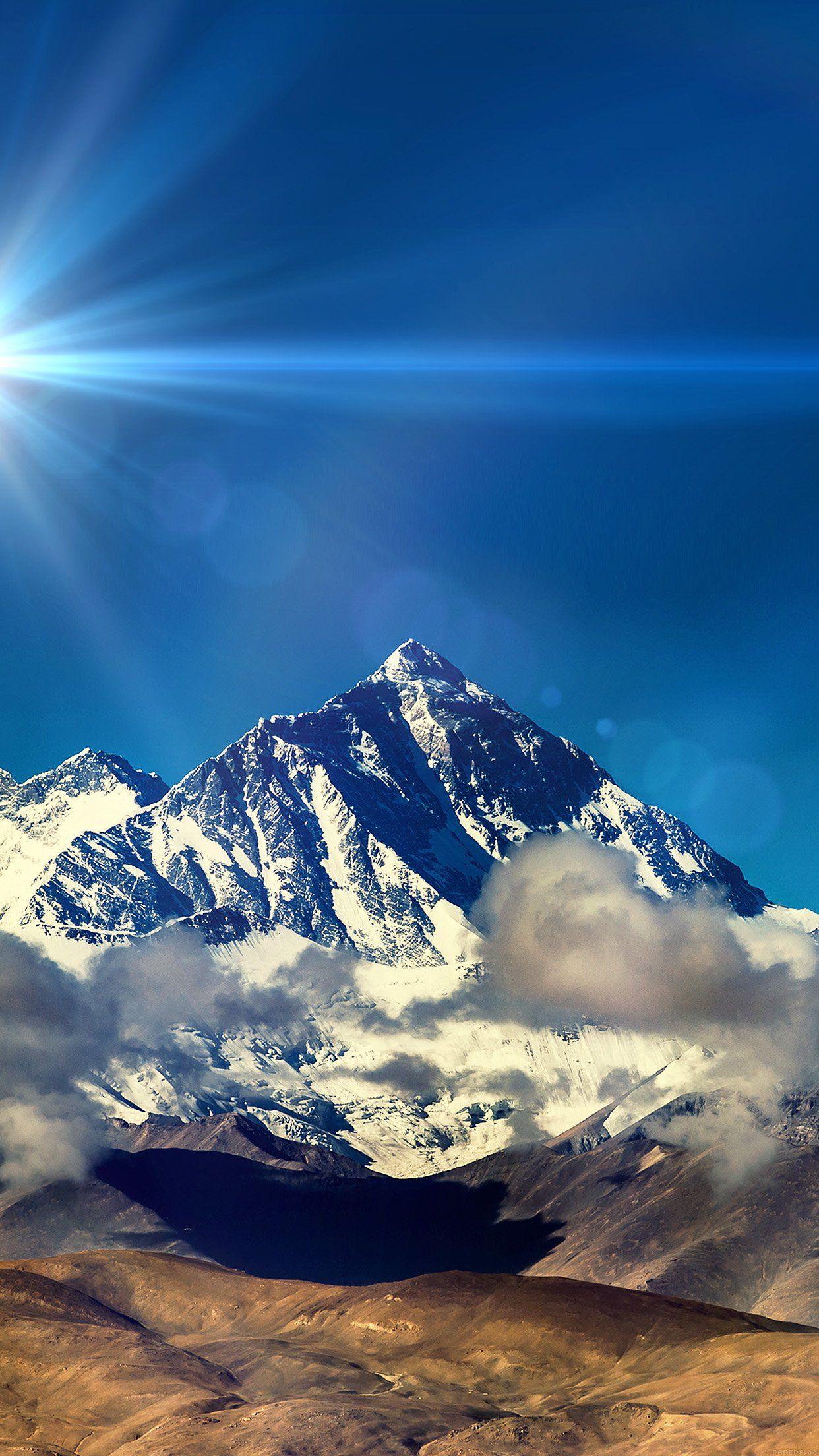 1242x2208 Snow Solo Mountain High Nature Blue Flare Android wallpaper HD wallpaper