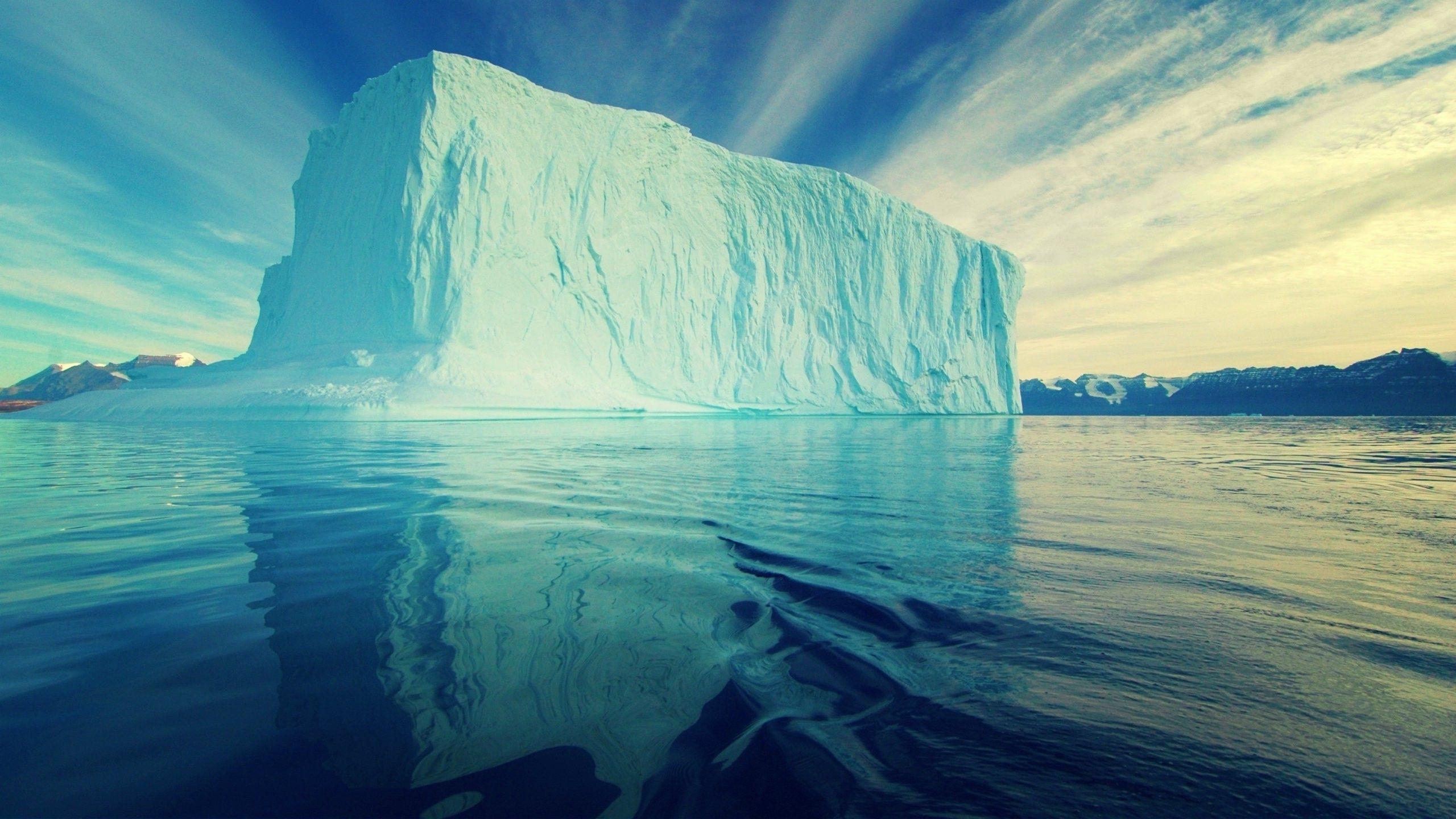 2560x1440 nature, Landscape, Sea, Clouds, Antarctica, Iceberg, Glaciers, Reflection, Blue, Snow Wallpaper HD / Desktop and Mobile Background