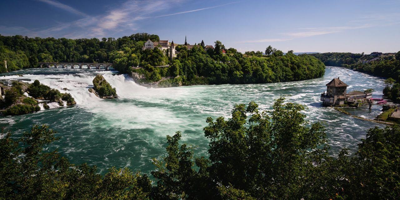 1280x640 Desktop Wallpaper Switzerland Schaffhausen, Rhein Falls Nature