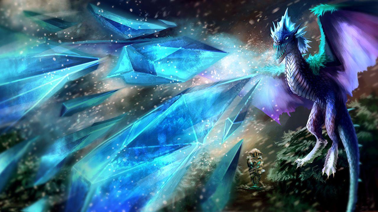 1280x720 Desktop Wallpaper DOTA 2 Magic dragon Winter Wyvern Fantasy vdeo