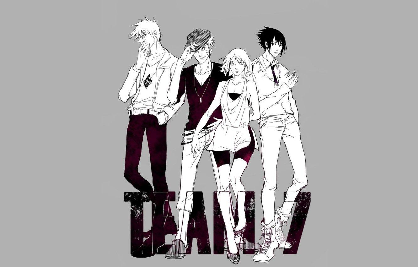 1332x850 Wallpaper Naruto, Uchiha Sasuke, Hatake Kakashi, Haruno Sakura, Uzumaki Naruto, Team - for desktop, section прочее