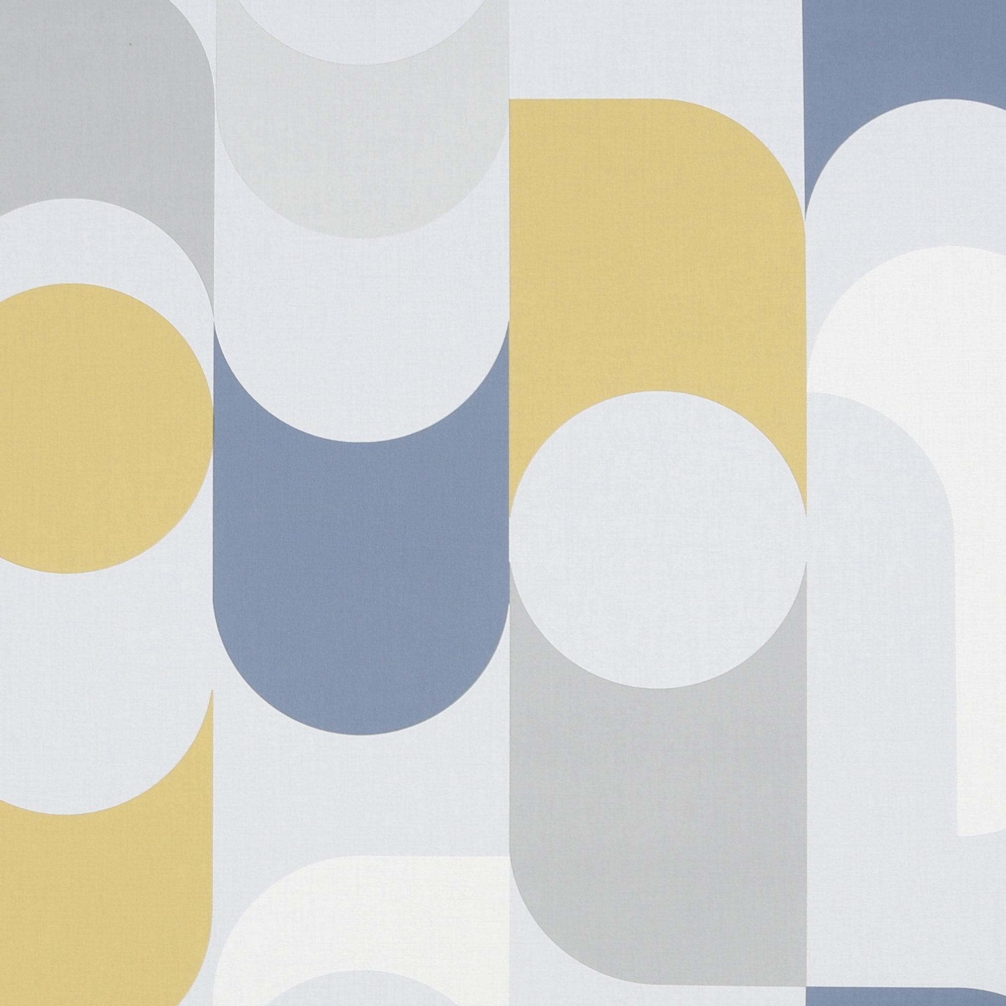 2000x2000 Fresco Retro Geo Navy Yellow Pastel Geometric Shapes Paper Wallpaper 108690
