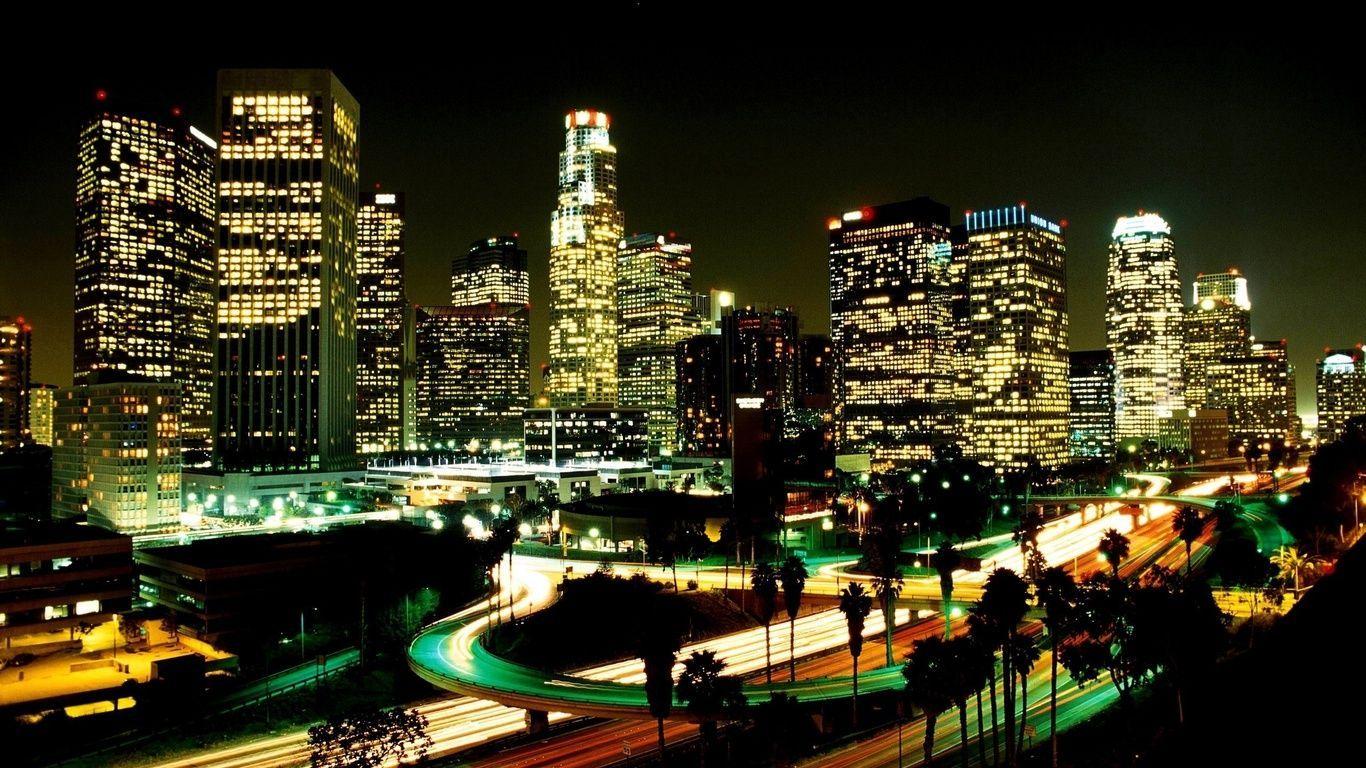 1366x768 Los Angeles City Lights. Wallpaper los angeles, night lights, los angeles, usa, night, City. Los angeles wallpaper, Los angeles at night, City wallpaper