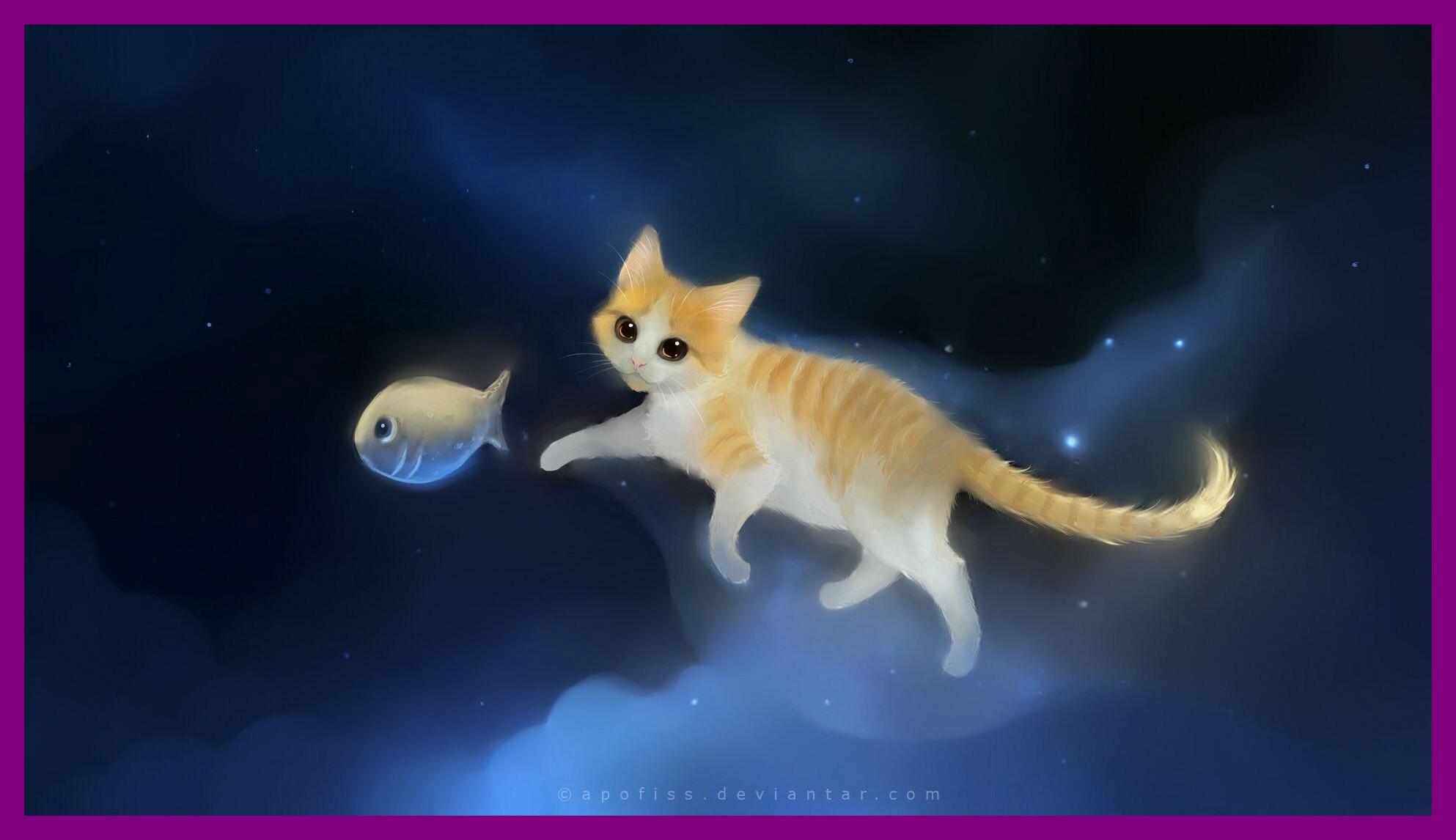 1986x1146 Android Cute Anime Cat Wallpaper