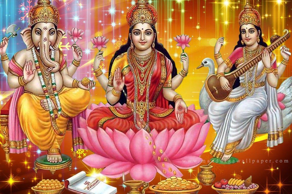1200x800 Laxmi Mata And Ganesh