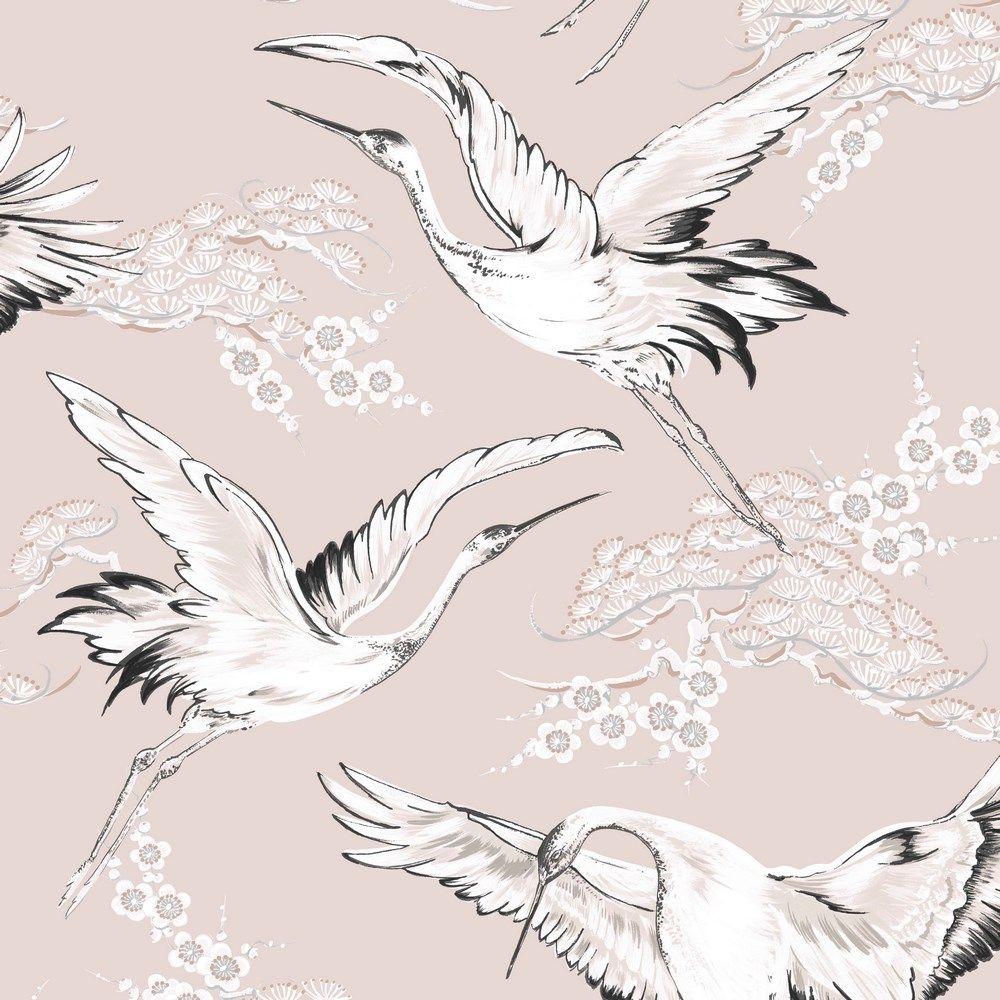 1000x1000 Graham & Brown Crane Pink Wallpaper
