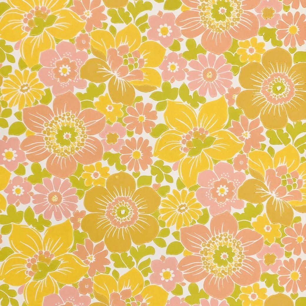 1040x1040 Vintage Wallpaper Shop. Vintage Yellow and Pink Floral