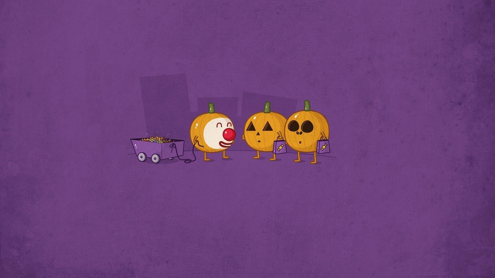 1920x1080 Minimalistic halloween funny holidays digital art purple
