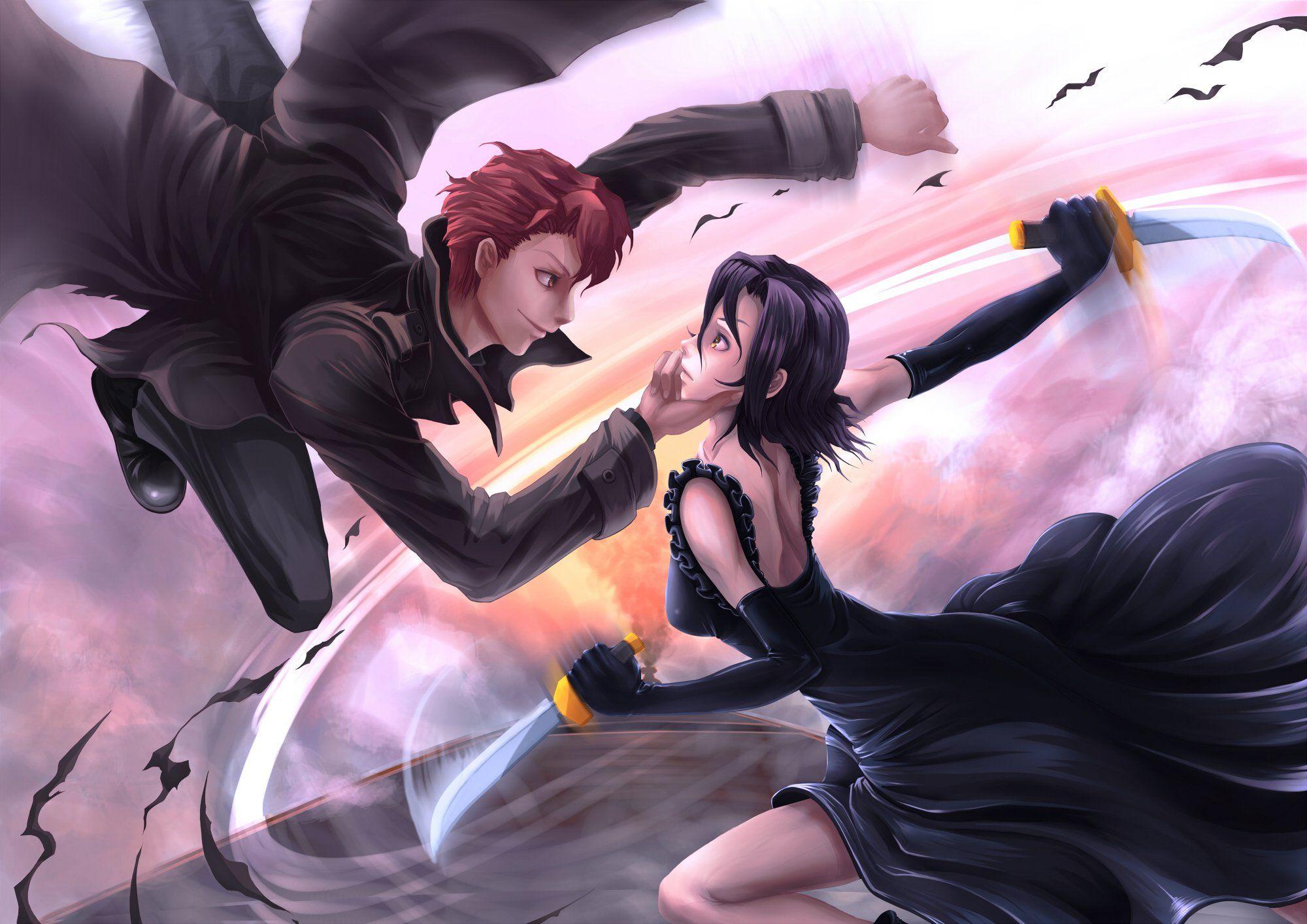 2000x1414 Anime Hype girl guy sky black dress wallpaperx1414