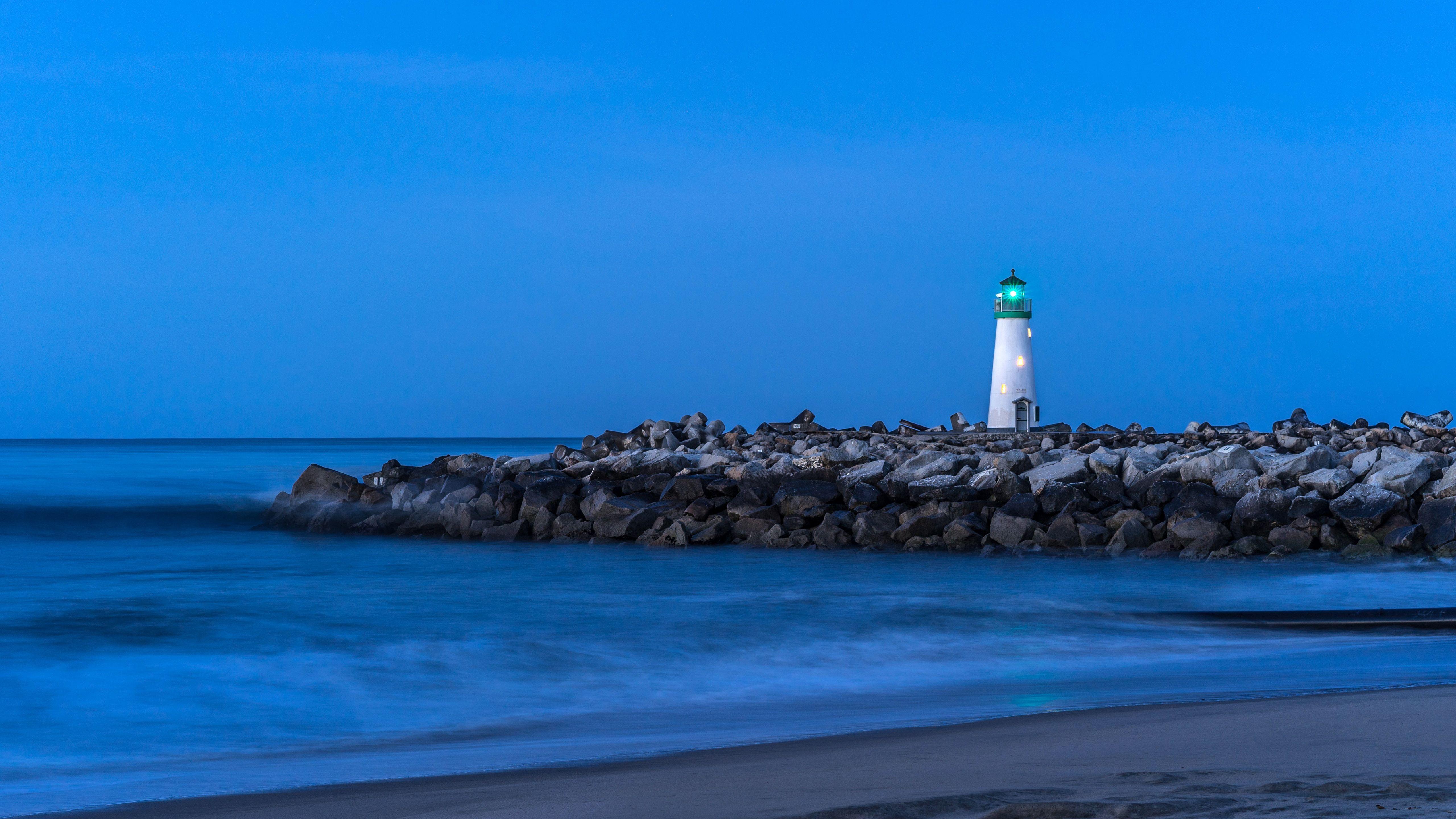 5120x2880 Walton Lighthouse in Santa Cruz California 4K Wallpaper