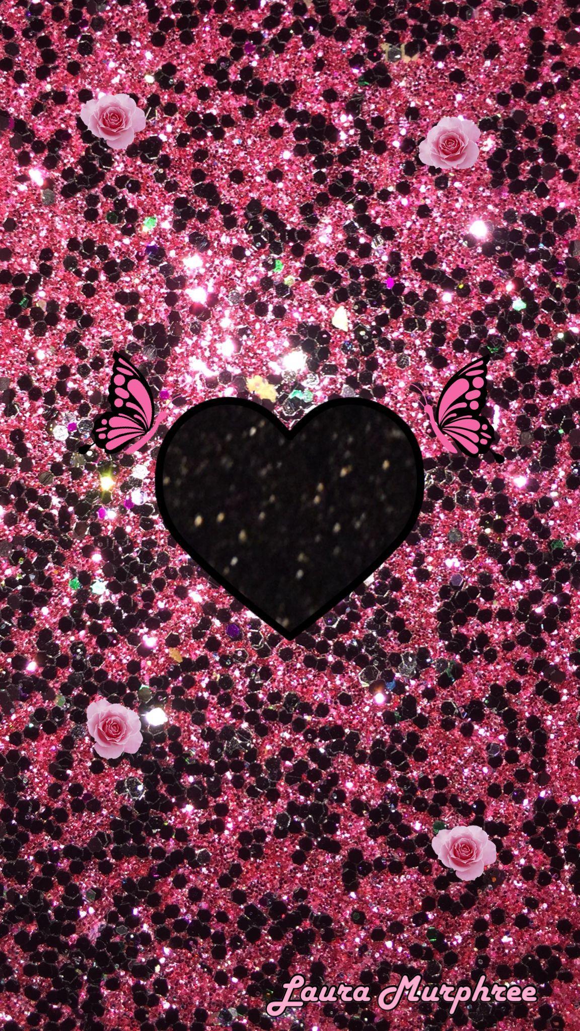 1152x2048 Glitter Hearts Wallpaper