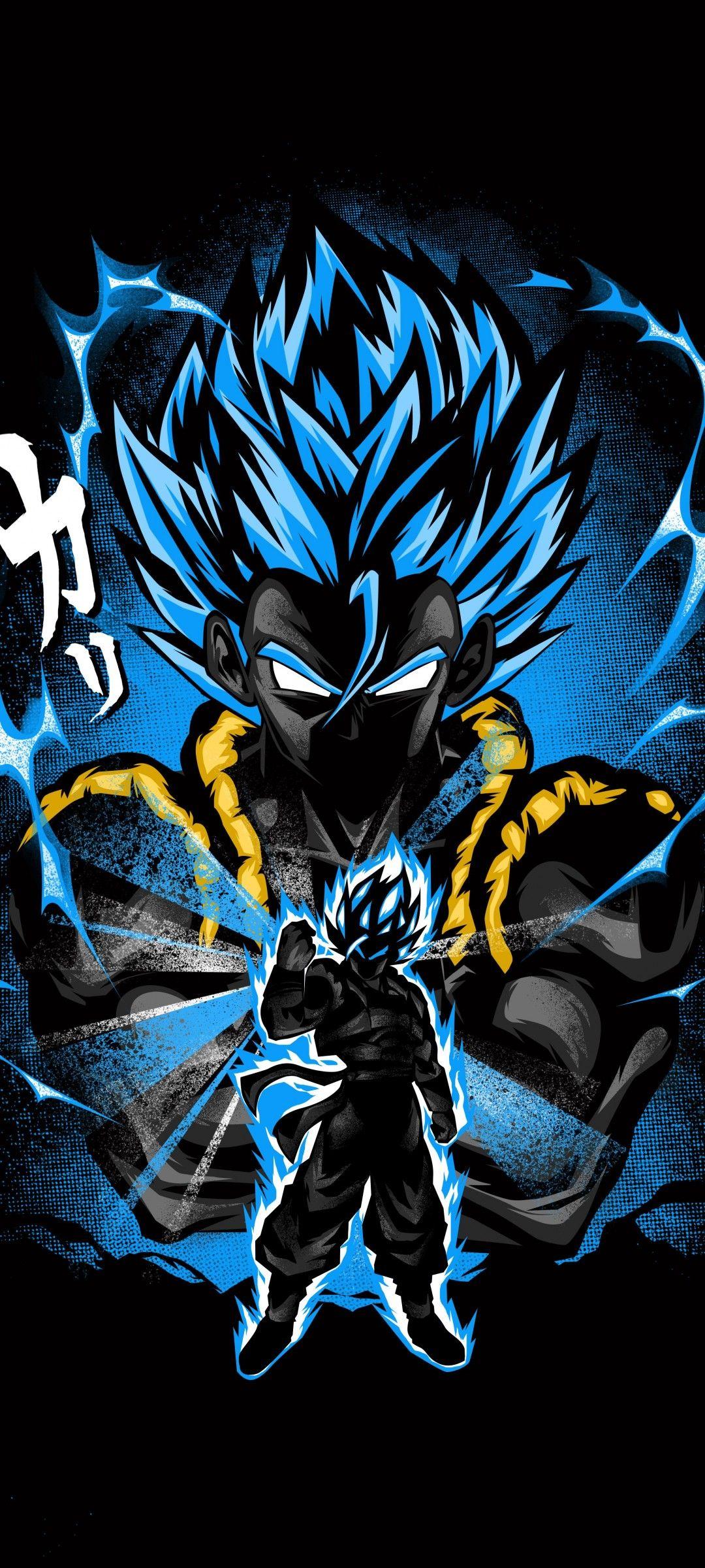 1080x2400 Goku 4K Wallpaper, Fusion attack, Dragon Ball Z, Anime series, Black background, AMOLED, 5K, Graphics CGI
