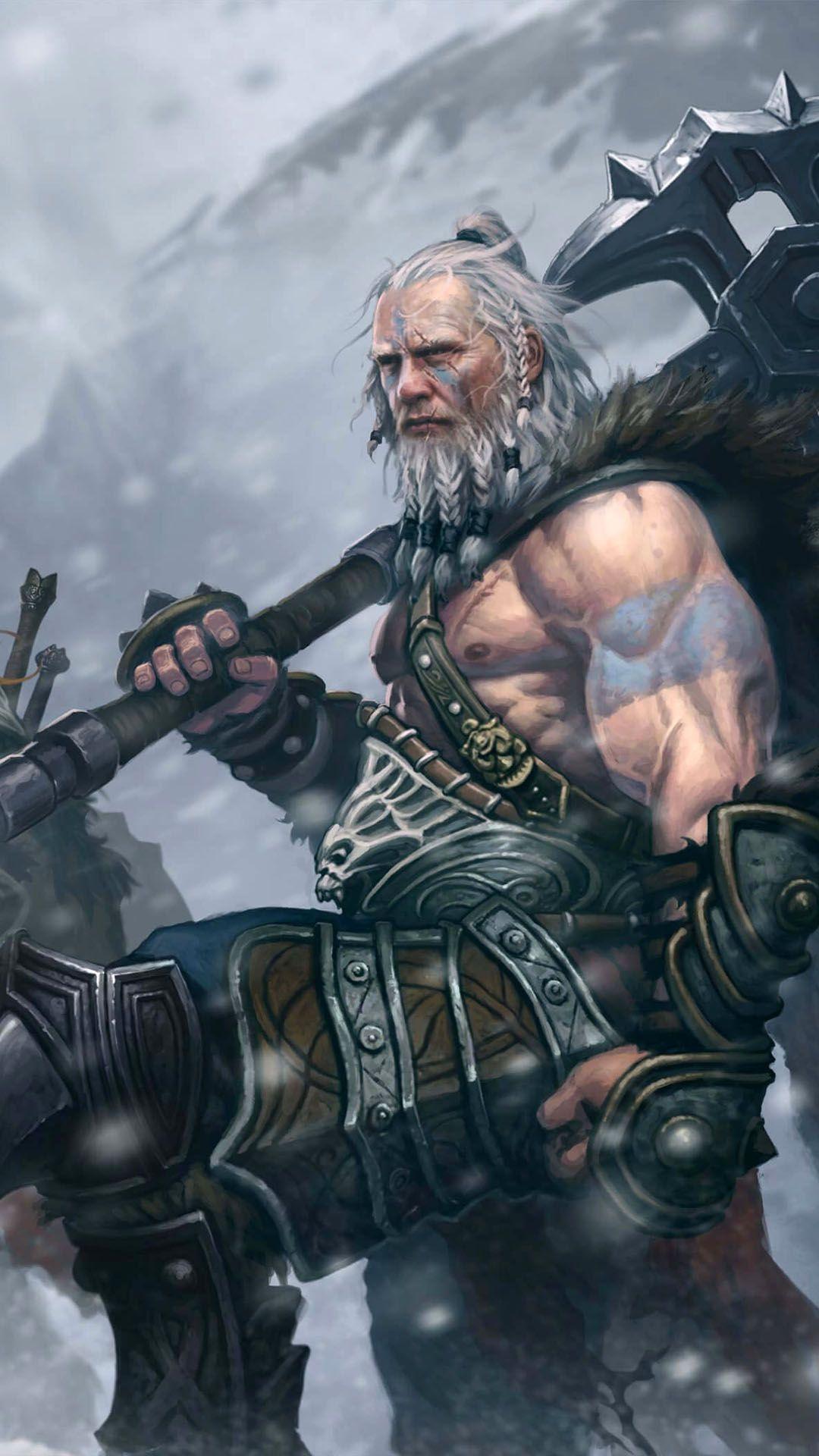 1080x1920 Diablo 3 Barbarian 4K Ultra HD Mobile Wallpaper
