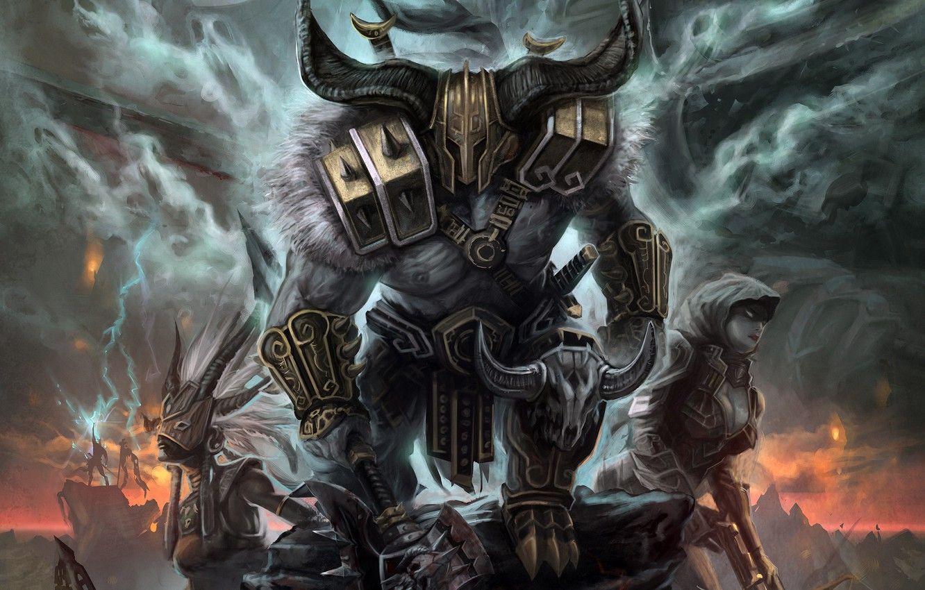 1332x850 Wallpaper Blizzard, Art, Diablo Background, Blizzard Entertainment, Fan Art, Demon Hunter, Witch Doctor, Barbarian, Video Game, Reaper of Souls, Diablo III: Reaper of Souls image for desktop, section игры