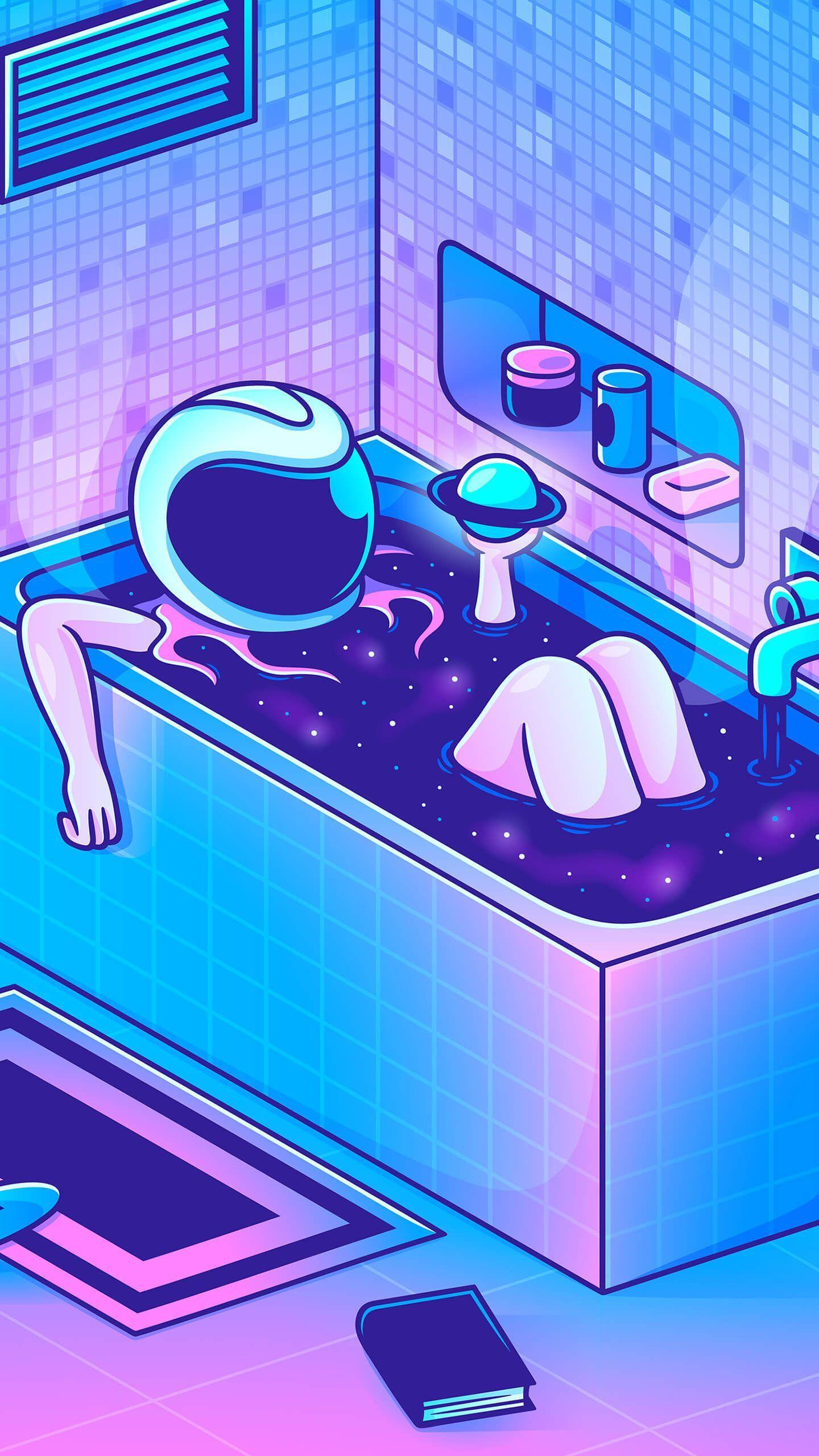1440x2560 Cosmic Cleansing. Vaporwave wallpaper, Kawaii wallpaper, Aesthetic art