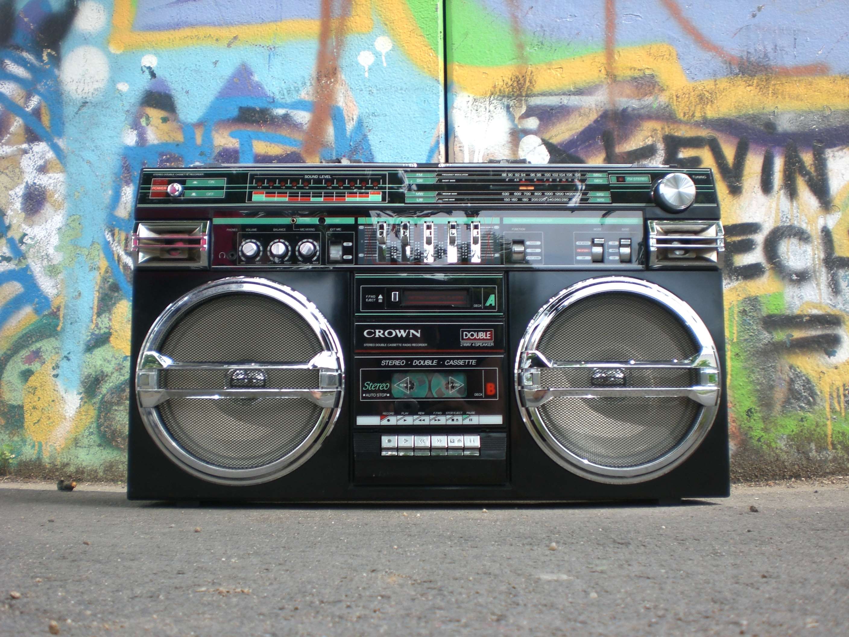 2816x2112 analogue, antique, boombox, cassette recorder, classic, concrete floor, dirty, equipment, ghettoblaster, graffiti, nostalgia, old school, player, power, radio recorder, retro, sound, stereo, street, transportation wallpaper. Mocah HD Wallpaper