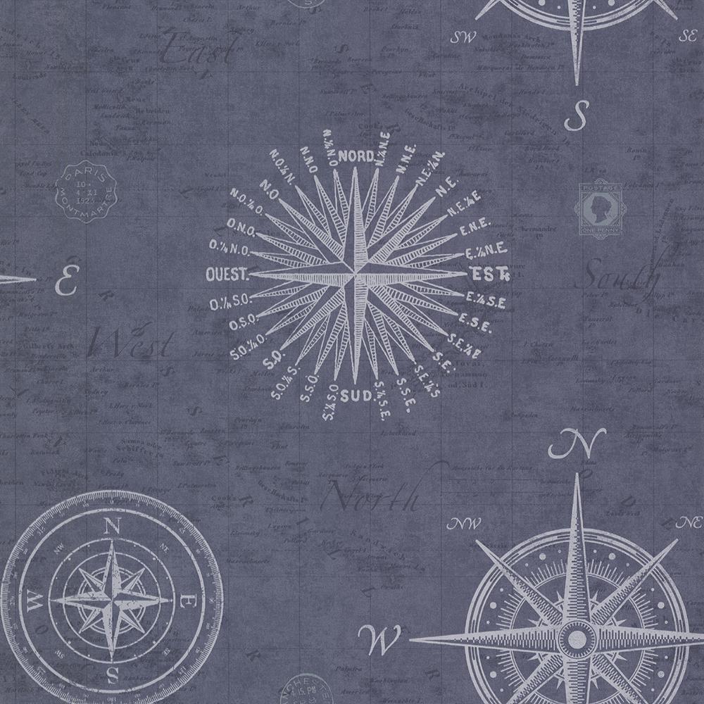 1000x1000 Beacon House Navigate Ocean Vintage Compass Ocean Paper Strippable Roll (Covers 56.4 Sq. Ft.) 2604 21213 Home Depot