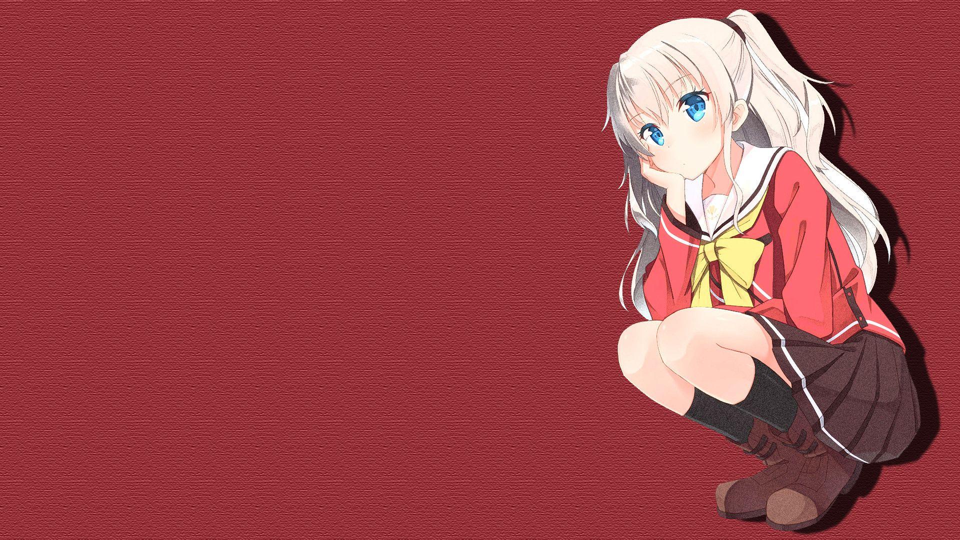 1920x1080 Minimalistic Nao Tomori Red Background Charlotte Anime Anime Imagenes HD HD Wallpaper