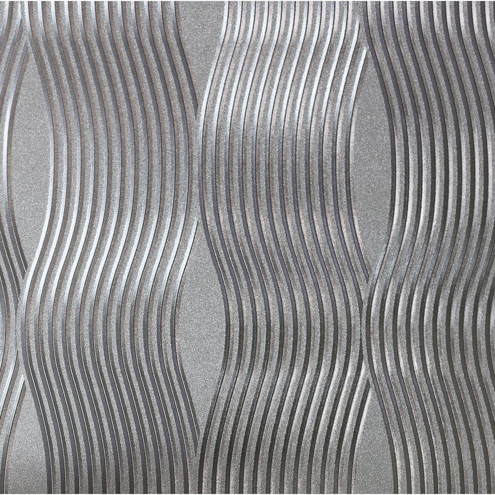 1000x1000 Arthouse Wave Silver Foil Metallic Wallpaper 294501