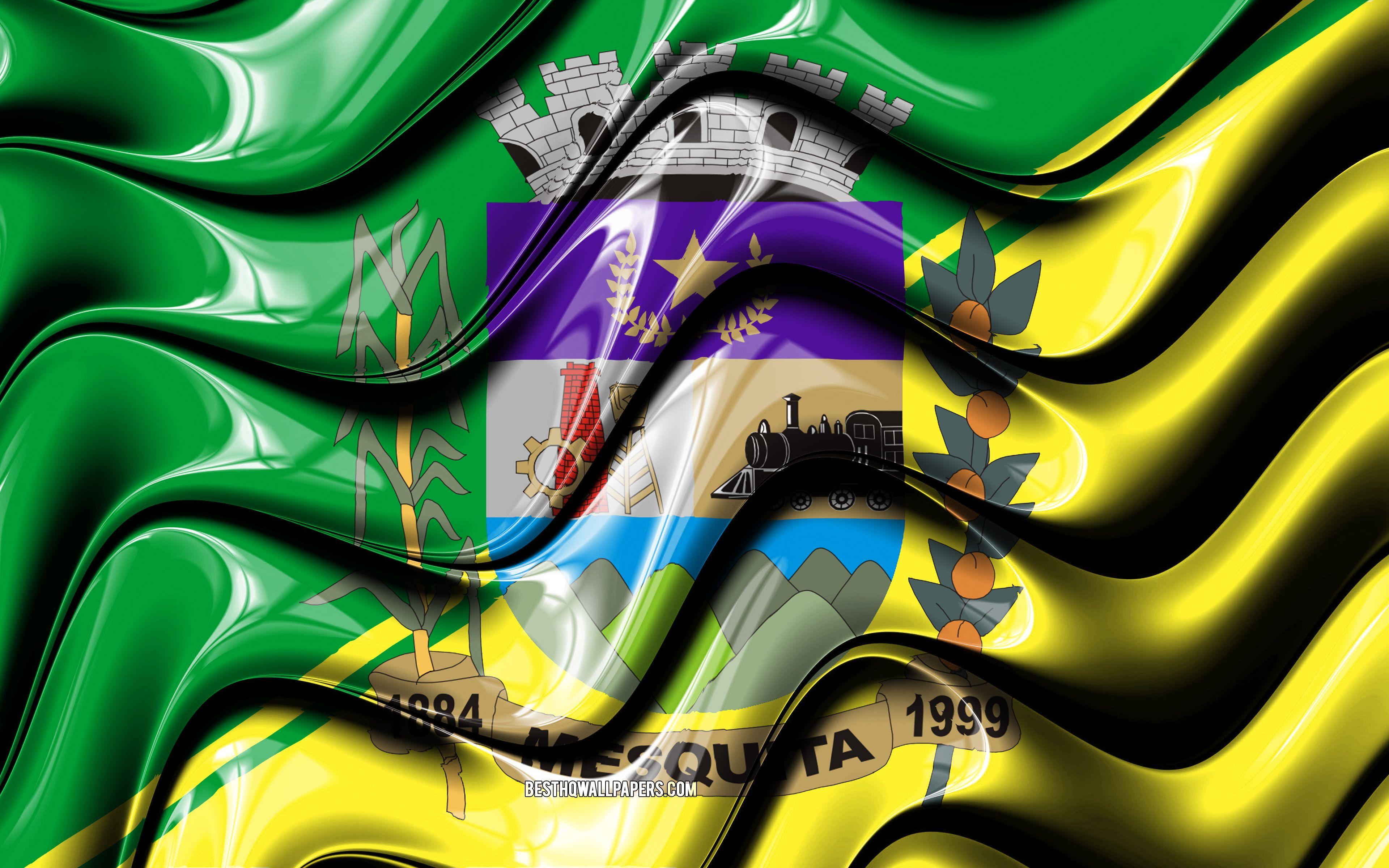 3840x2400 Download wallpaper Mesquita Flag, 4k, Cities of Brazil, South America, Flag of Mesquita, 3D art, Mesquita, Brazilian cities, Mesquita 3D flag, Brazil for desktop with resolution 3840x2400. High Quality HD picture wallpaper