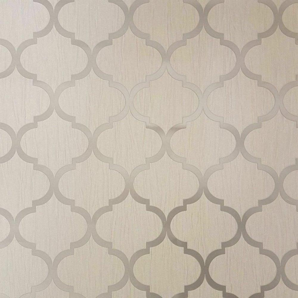 1000x1000 Debona Crystal Trellis Geometric Glitter Metallic Wallpaper Ivory Gold 8898