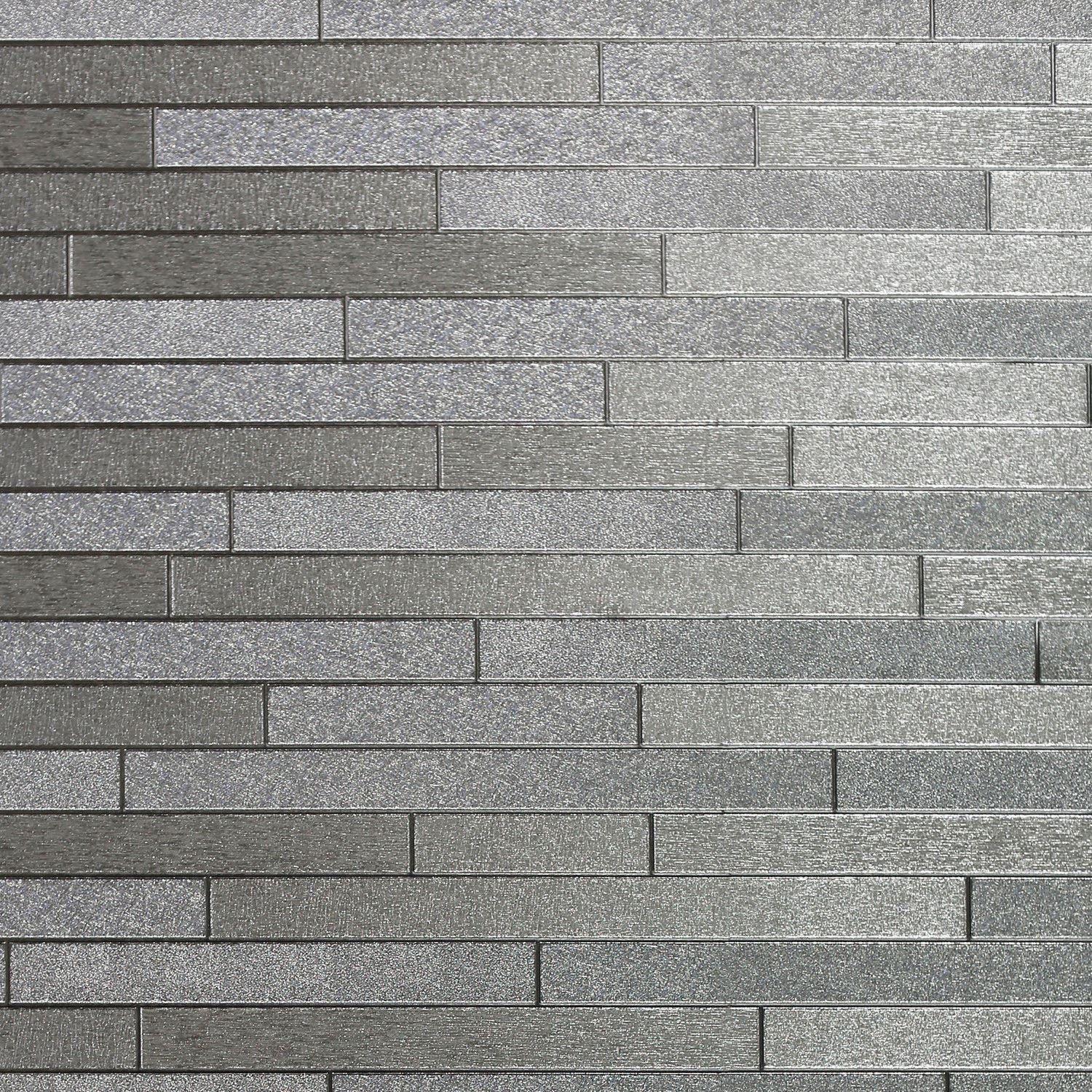 1500x1500 Arthouse Foil Vinyl Wallpaper Slate Brick Silver 294600 Full Roll