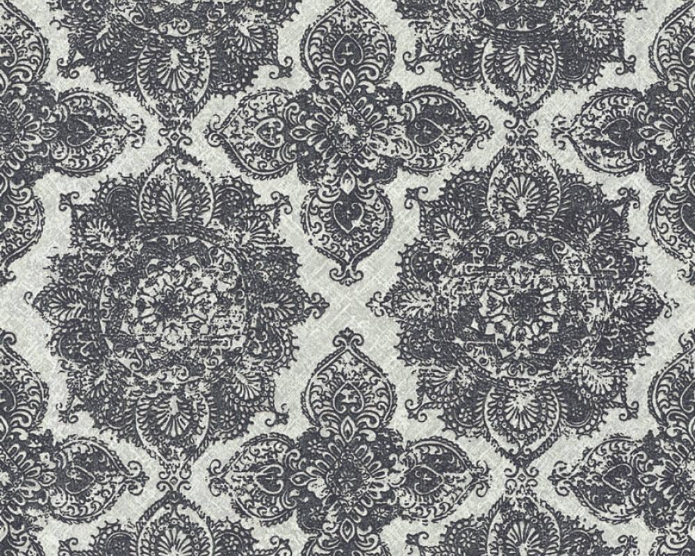 1000x800 Livingwalls Wallpaper «Baroque, Floral, Black, Grey, Metallic, Silver» 364633