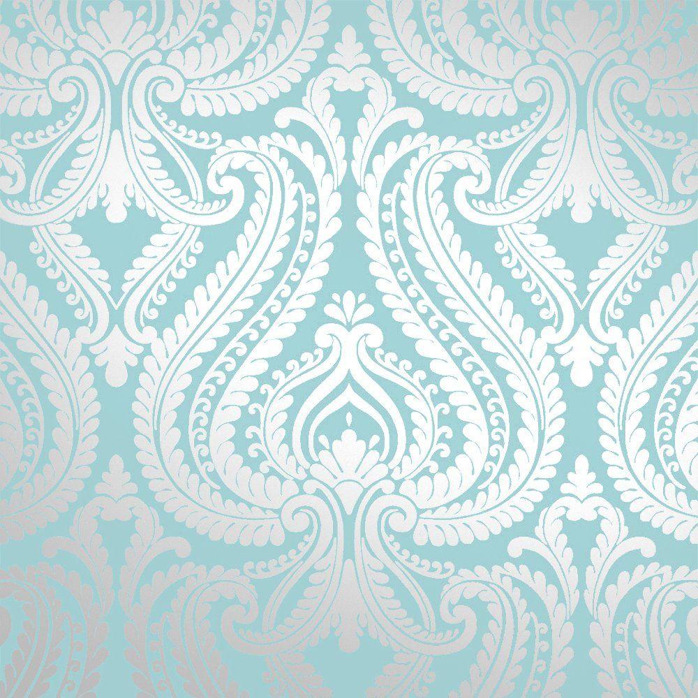 1000x1000 Free download Love Wallpaper Shimmer Damask Metallic Feature Wallpaper Teal Silver [1000x1000] for your Desktop, Mobile & Tablet. Explore Silver Foil Wallpaper. Metallic Purple Wallpaper, Silver Foil Wallpaper for