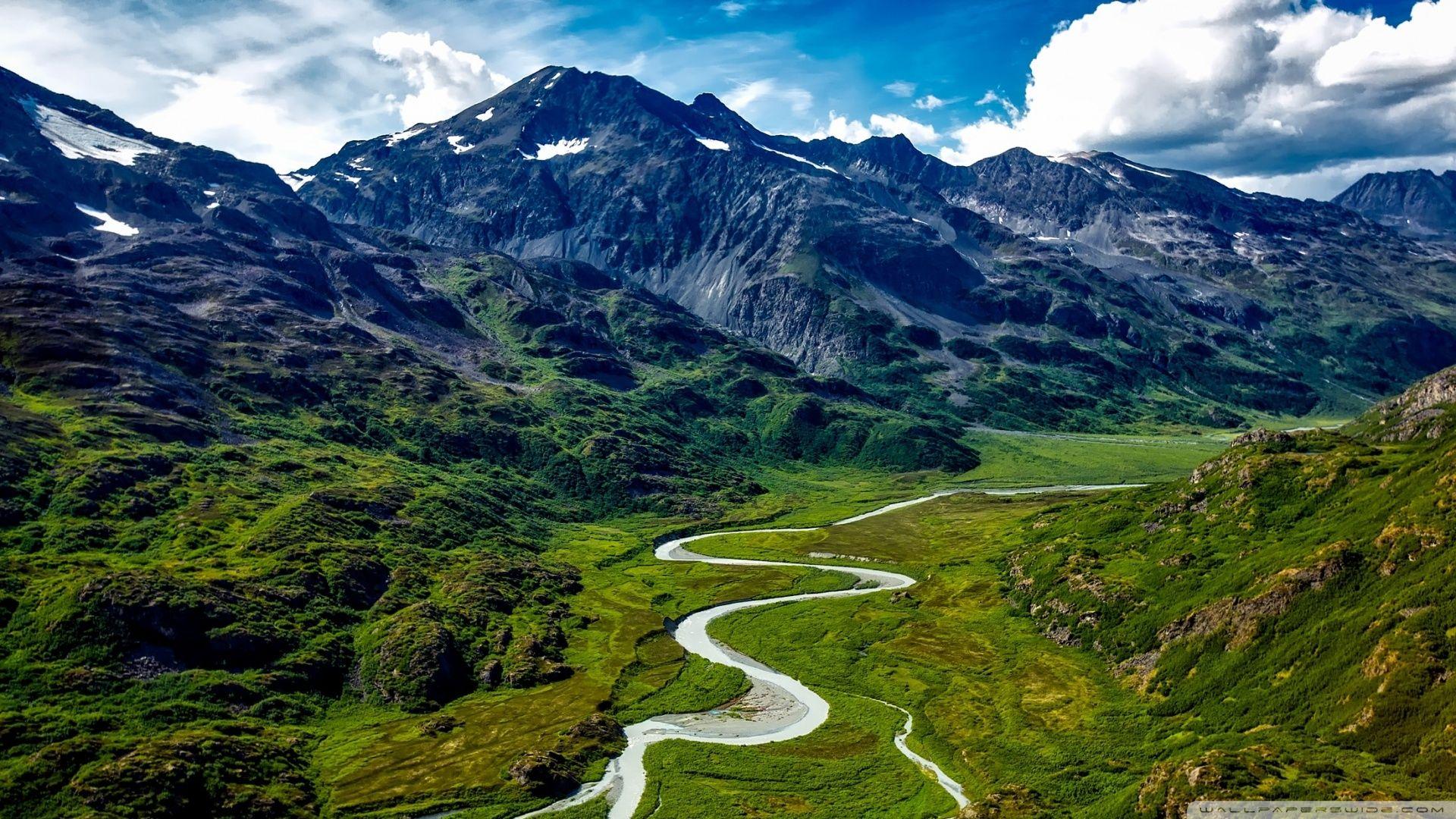 1920x1080 Alaska Mountains and Rivers Aerial View ❤ 4K HD Desktop Wallpaper