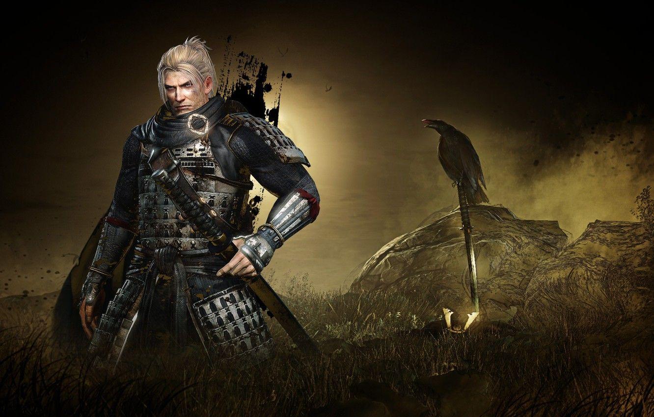 1332x850 Wallpaper rock, armor, crow, katana, man, ken, blade, samurai, strong, karasu, Team Ninja, ronin, Nioh image for desktop, section игры