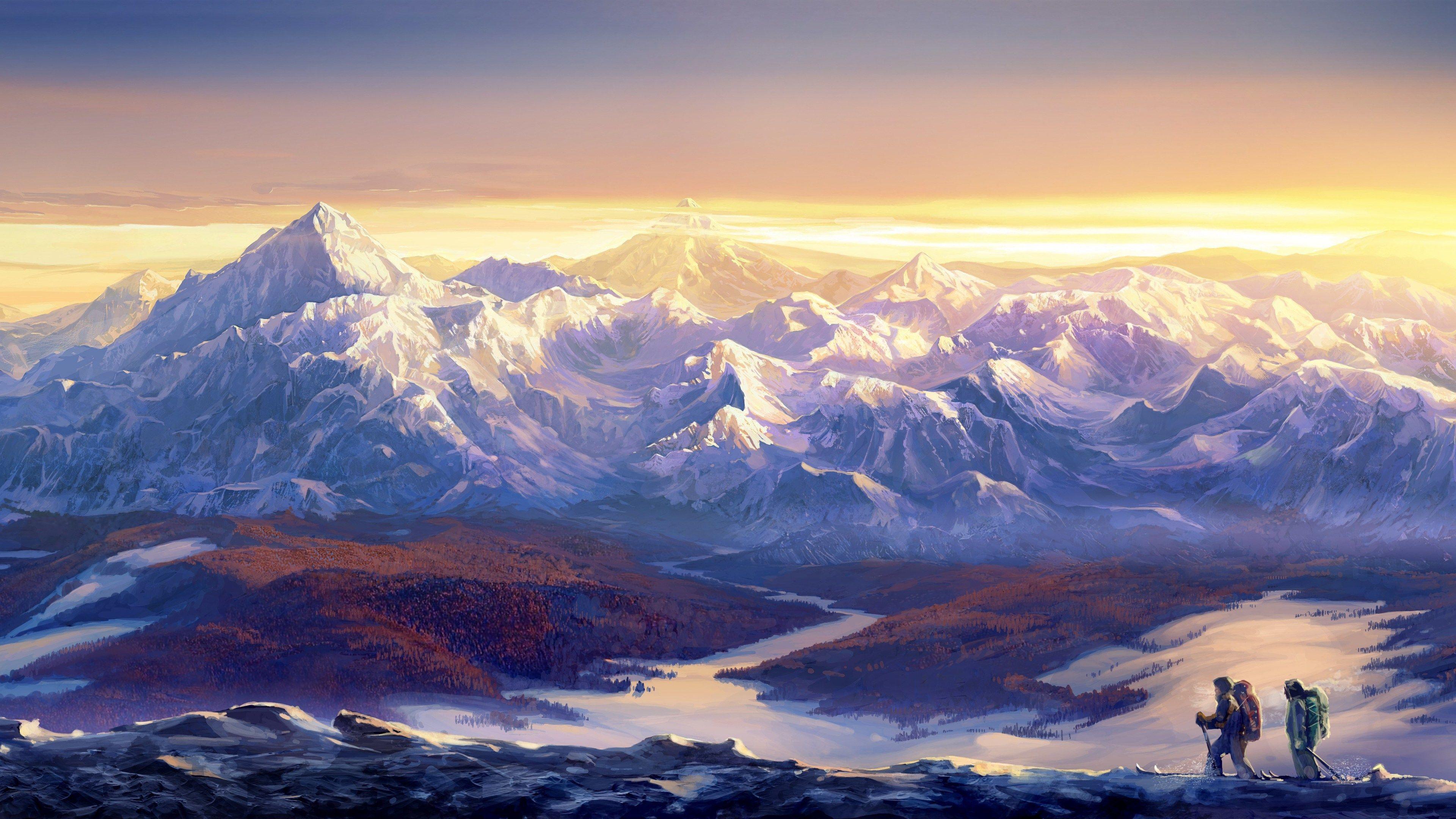 3840x2160 Wallpaper 4k Hiking To The Snowy Mountains 4k Wallpaper