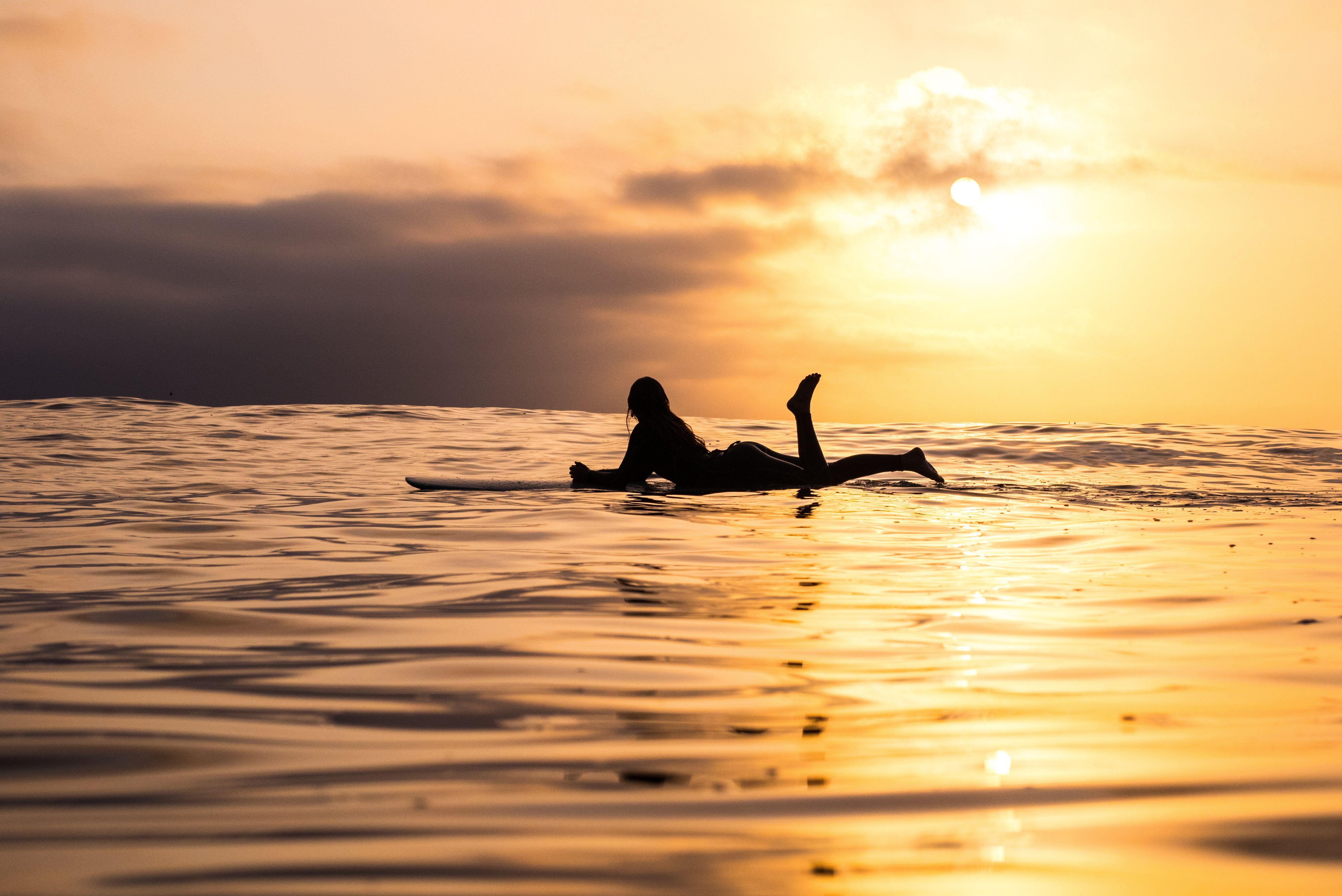 5463x3648 5463x3648 surfer, surfing, water, girl, ocean, sunlight, surf, beach, wafe, californium, silhouette, sunset, floating, leg, person, sea, Free , longboard, surfboard. Mocah.org HD Desktop Wallpaper