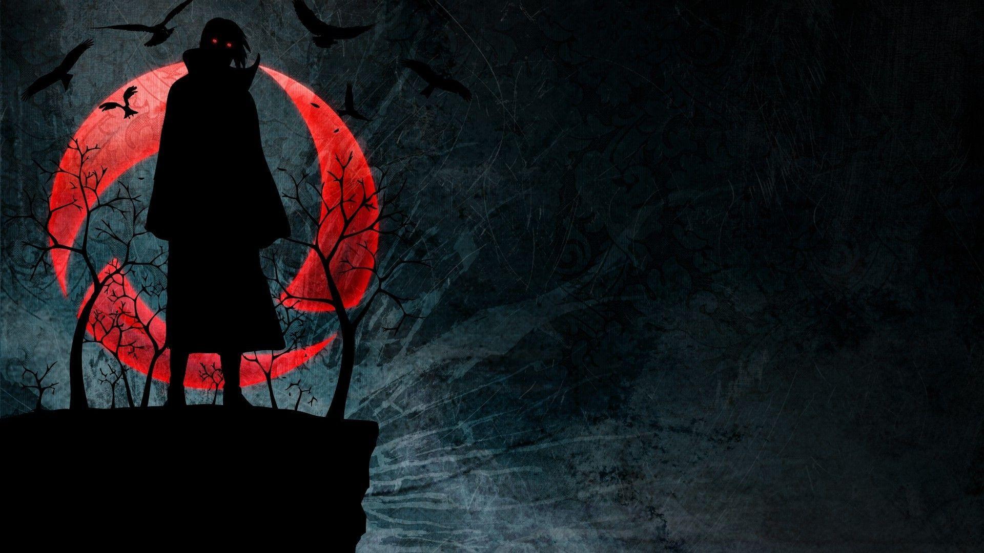 1920x1080 Uchiha Itachi, Naruto Shippuuden, Akatsuki, Silhouette, Sharingan Wallpaper HD / Desktop and Mobile Background