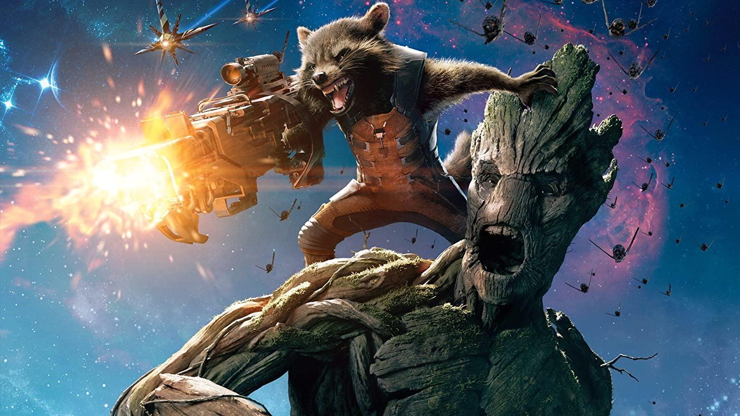 1500x844 Posterhouzz Movie Guardians of The Galaxy Rocket Raccoon Groot Hình nền HD Hình nền Mỹ thuật Giấy in Áp phích _ ** MOV1029: Home & Kitchen