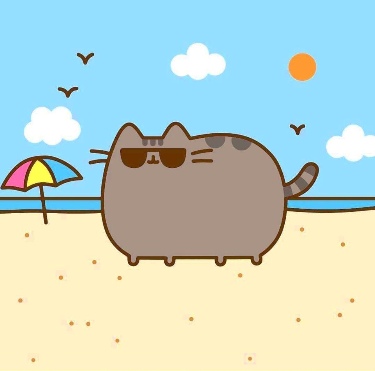 1200x1186 Kawaii Summer Pusheen Wallpaper