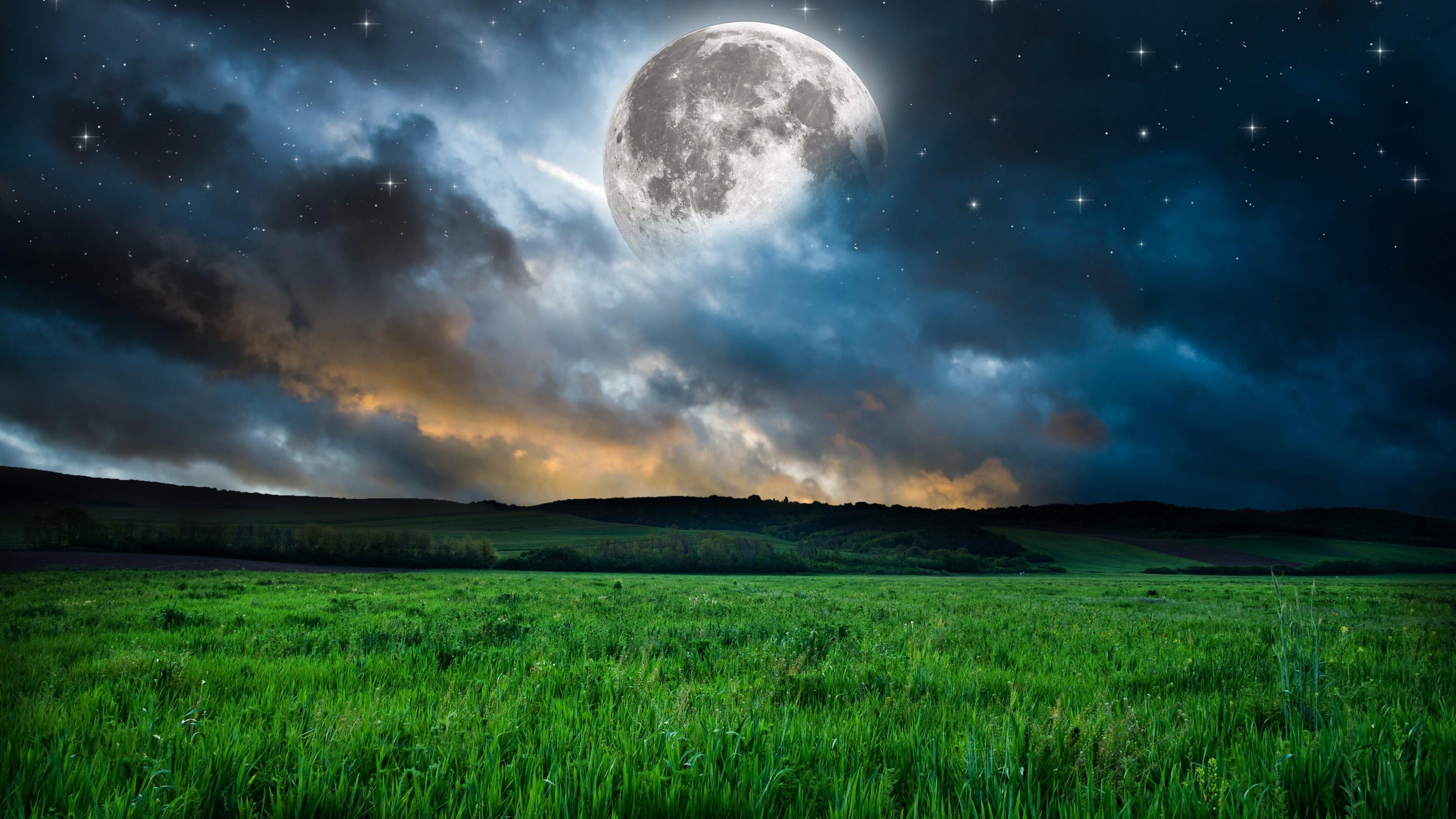 3840x2160 Full Moon Above The Meadow Wallpaper. Wallpaper Studio 10