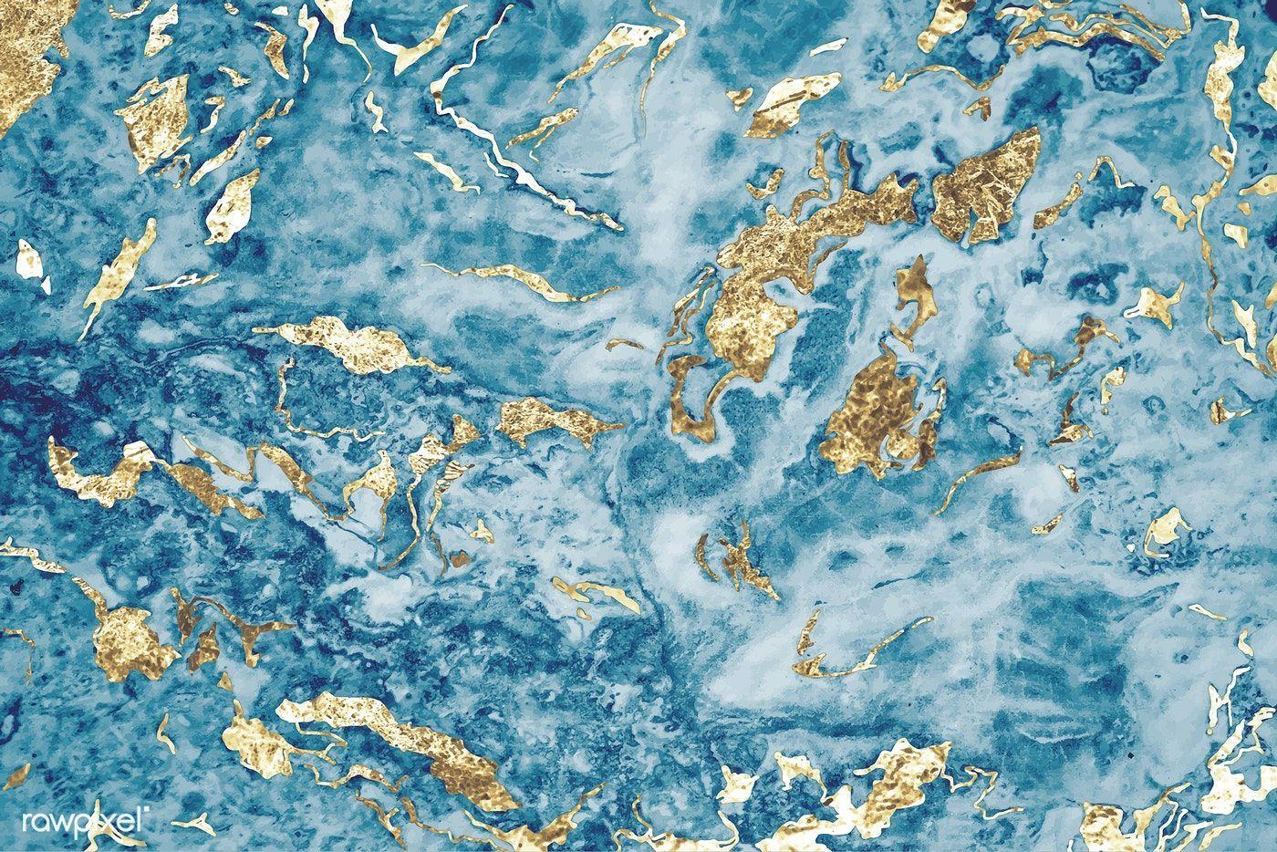1400x934 Blue and gold marble textured background vector. free image by rawpixel.com / Chim. Gold texture background, Textured background, Marble texture