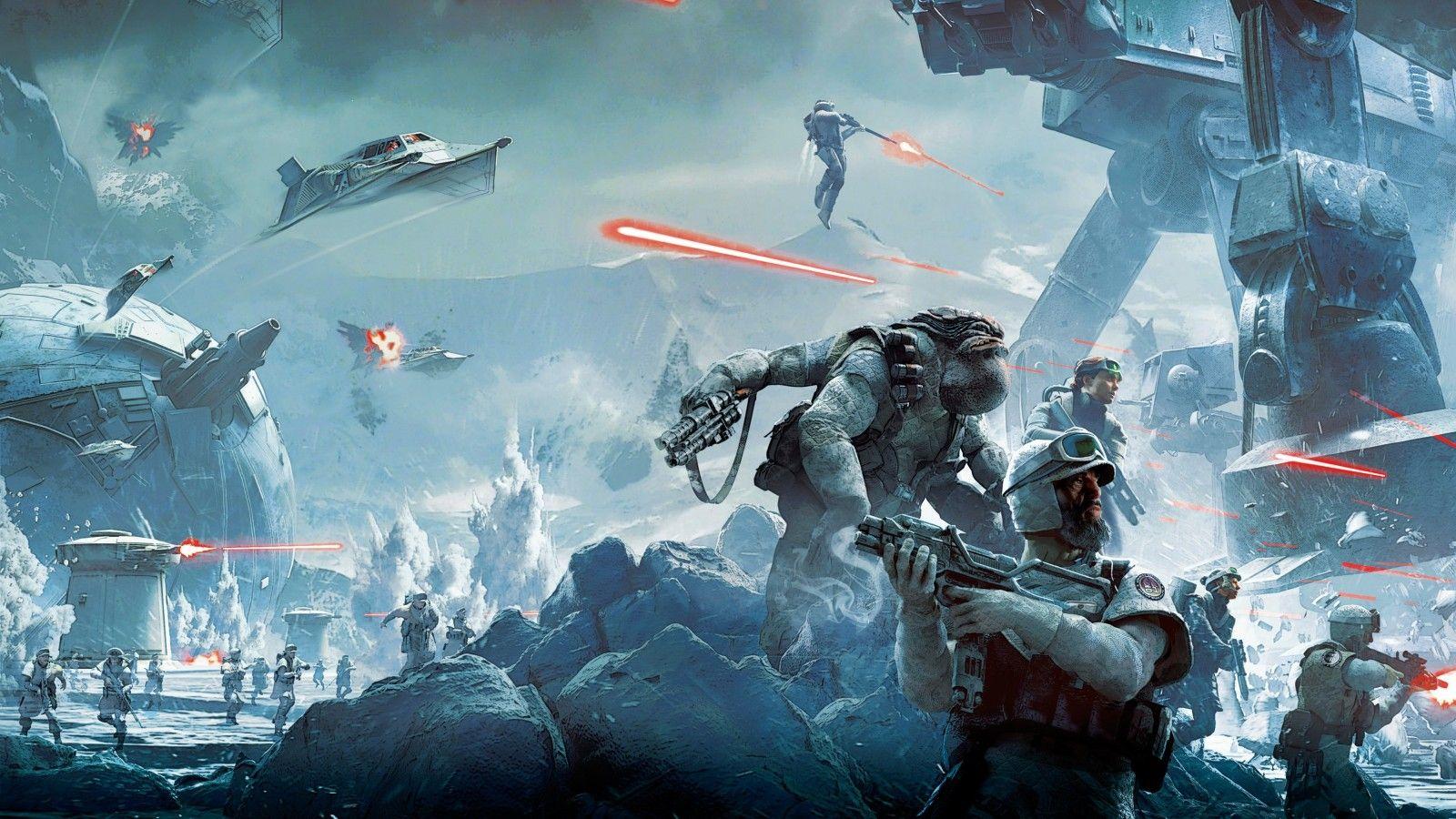1600x900 Star Wars, video games, battle, soldier, Hoth, Star Wars Battlefront, screenshot, mecha, computer wallpaper, pc game. Mocah.org HD Wallpaper