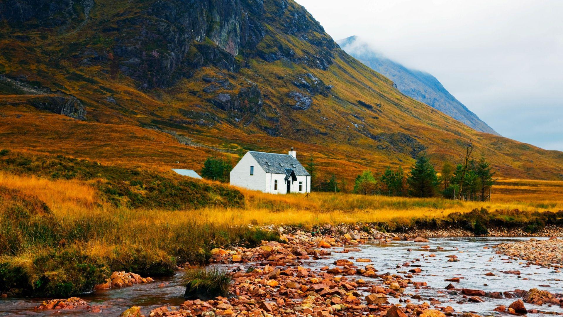 1920x1080 Download 1920x1080 HD Wallpaper building mountain river scotland, Desktop Background HD
