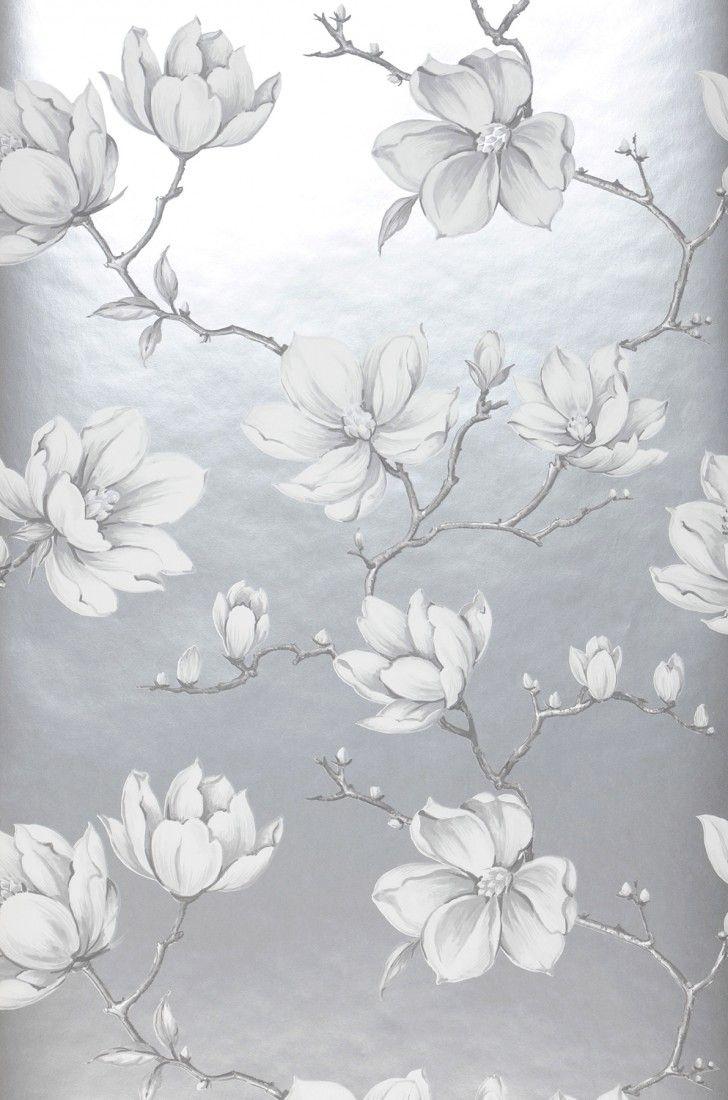 728x1100 Wallpaper Magnolia (Pearl light grey, Dark grey, Light grey, White)