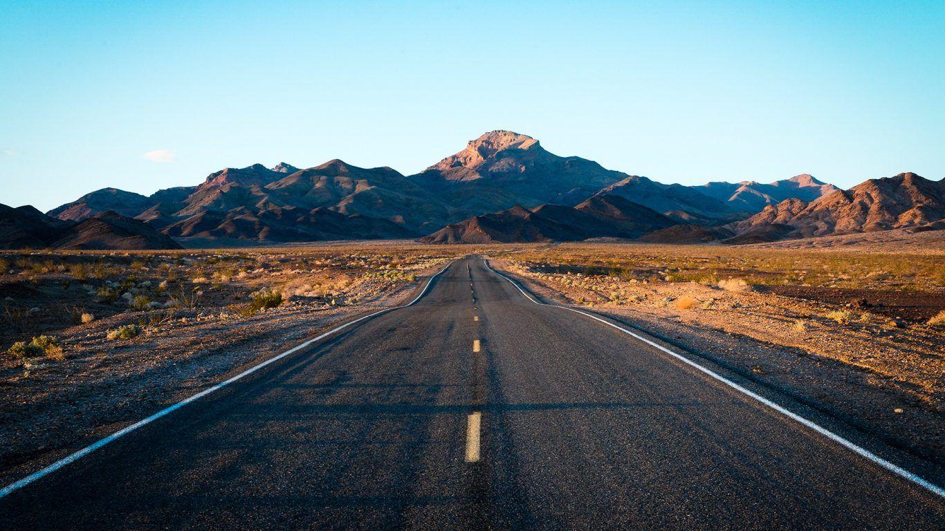 1366x768 Desert: Endless Nature Travel Roads Deserts High Quality Wallpaper