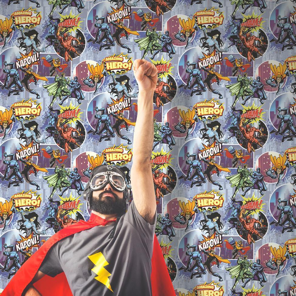 975x975 Multi Superheroes Wallpaper. Marvel and DC Comics Inspired L31501