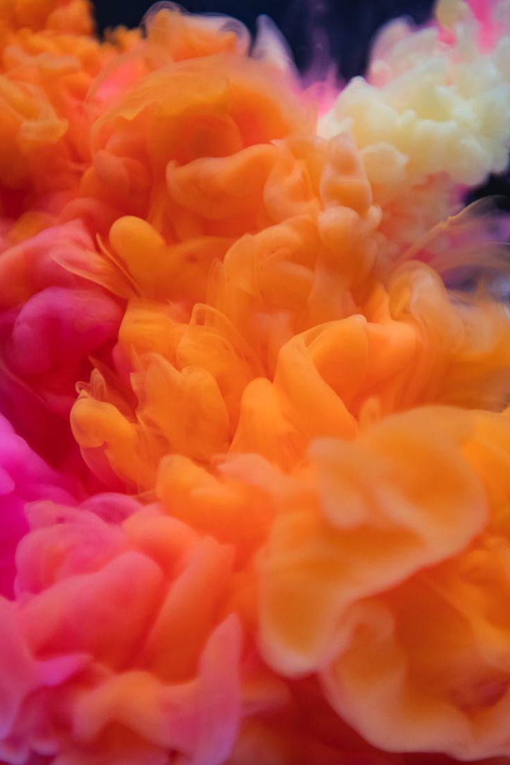 736x1104 Orange, White, and Pink Smoke Digital Wallpaper