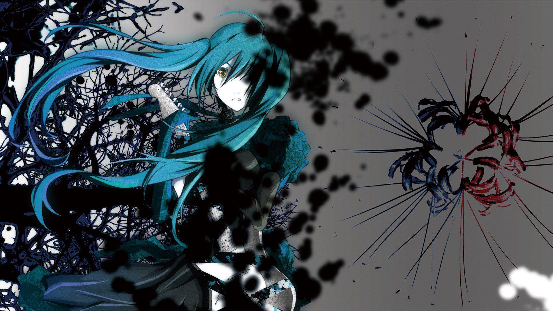 1920x1080 Vocaloid Hatsune Miku twintails aqua hair anime girls cyan hair wallpaperx1080